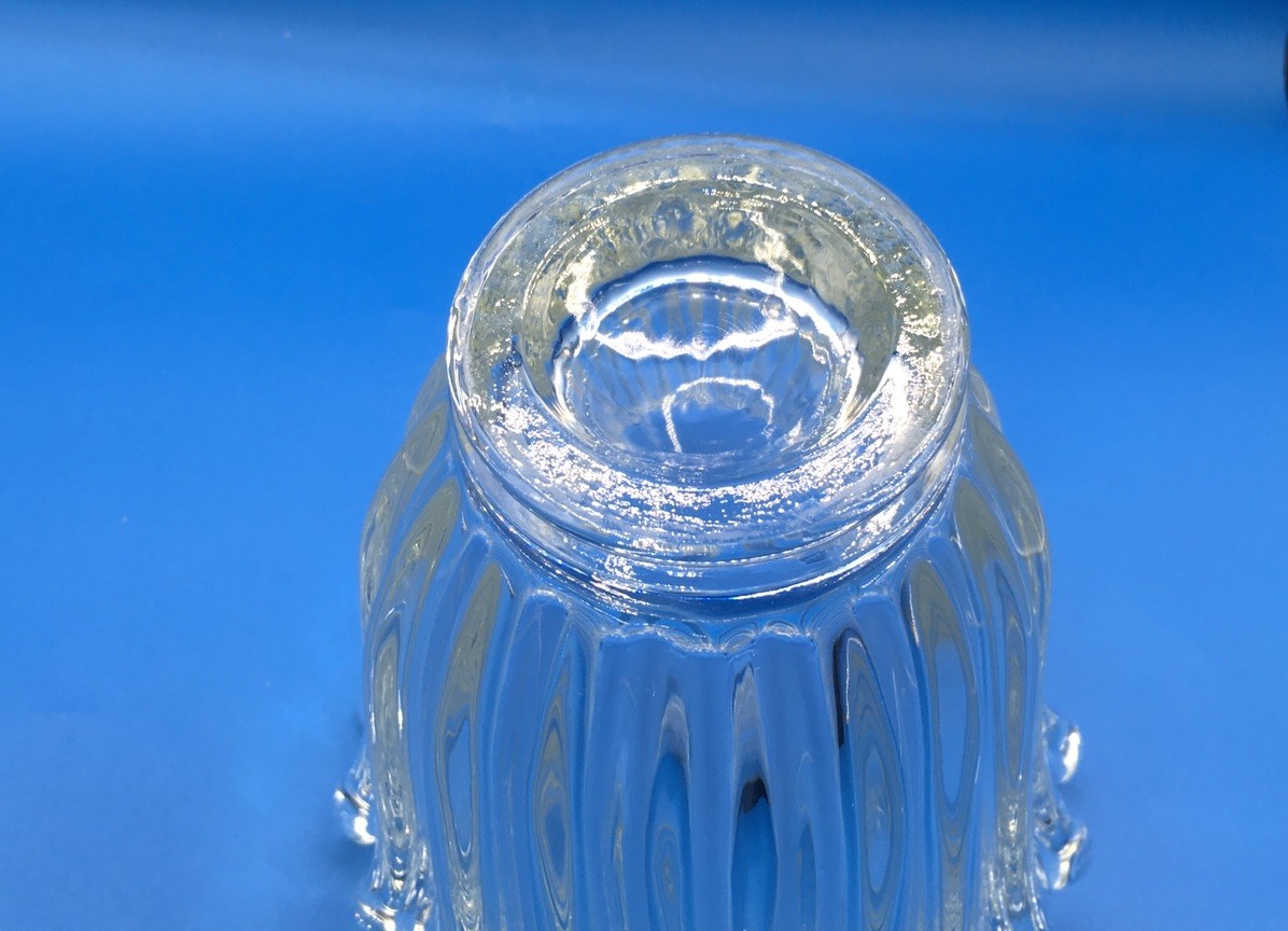 Vintage Scandinavian Clear Glass Water Splash Fluorescent Vase 10” Unique
