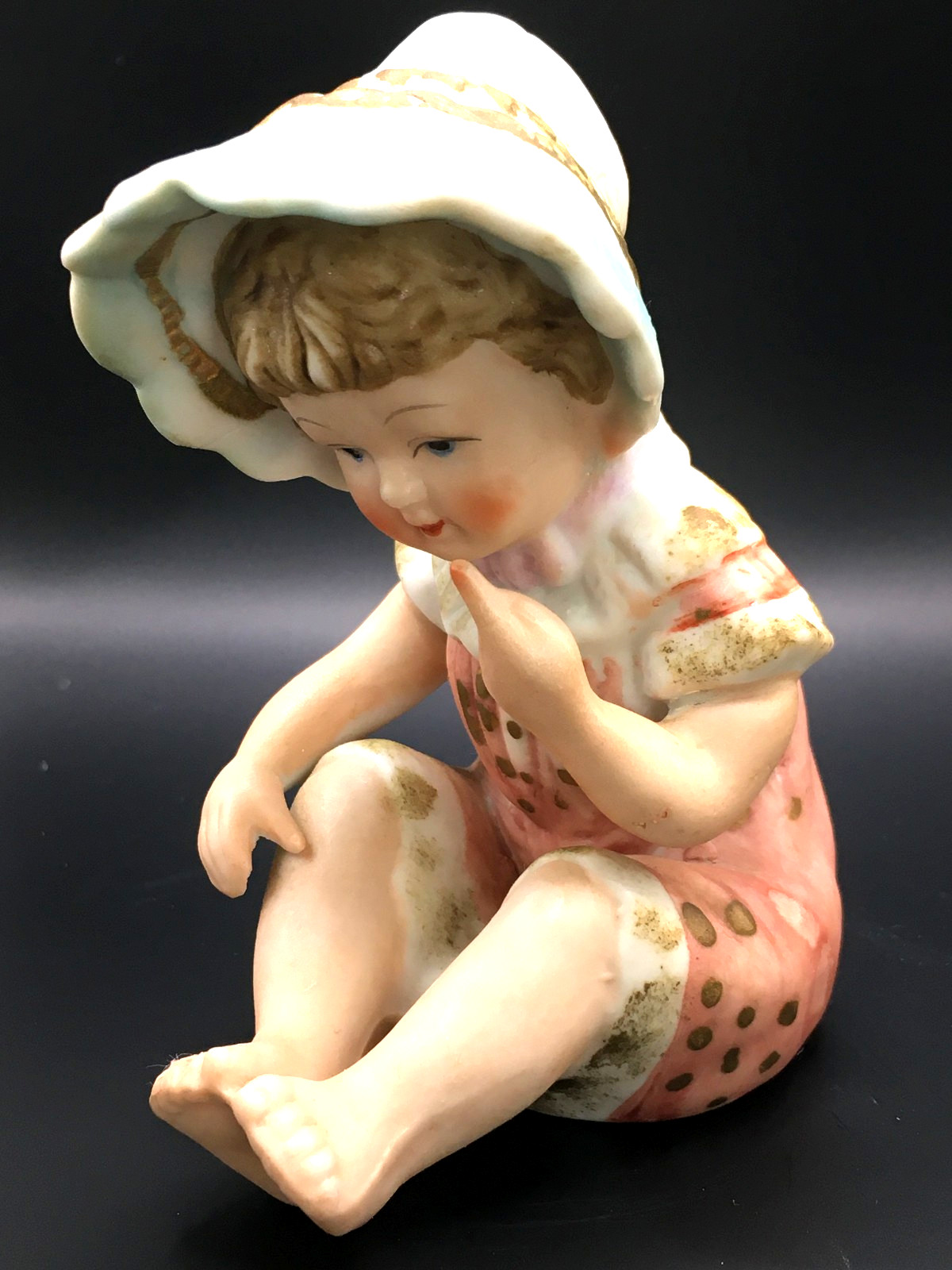 Vintage Figurine Little Girl Hand Painted Bisque Porcelain Andrea By Sadek 4.5″T