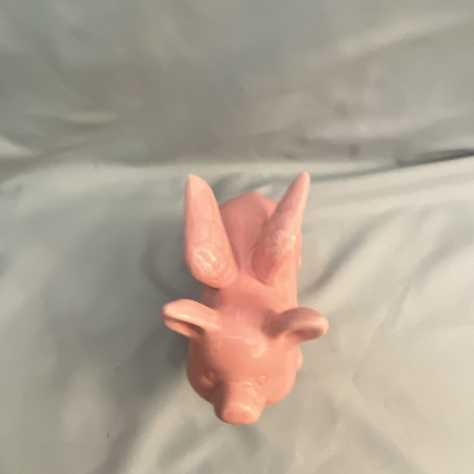 Pink Ceramic Flying Pig Figurine, Glossy Glazed Finish, Animals Theme