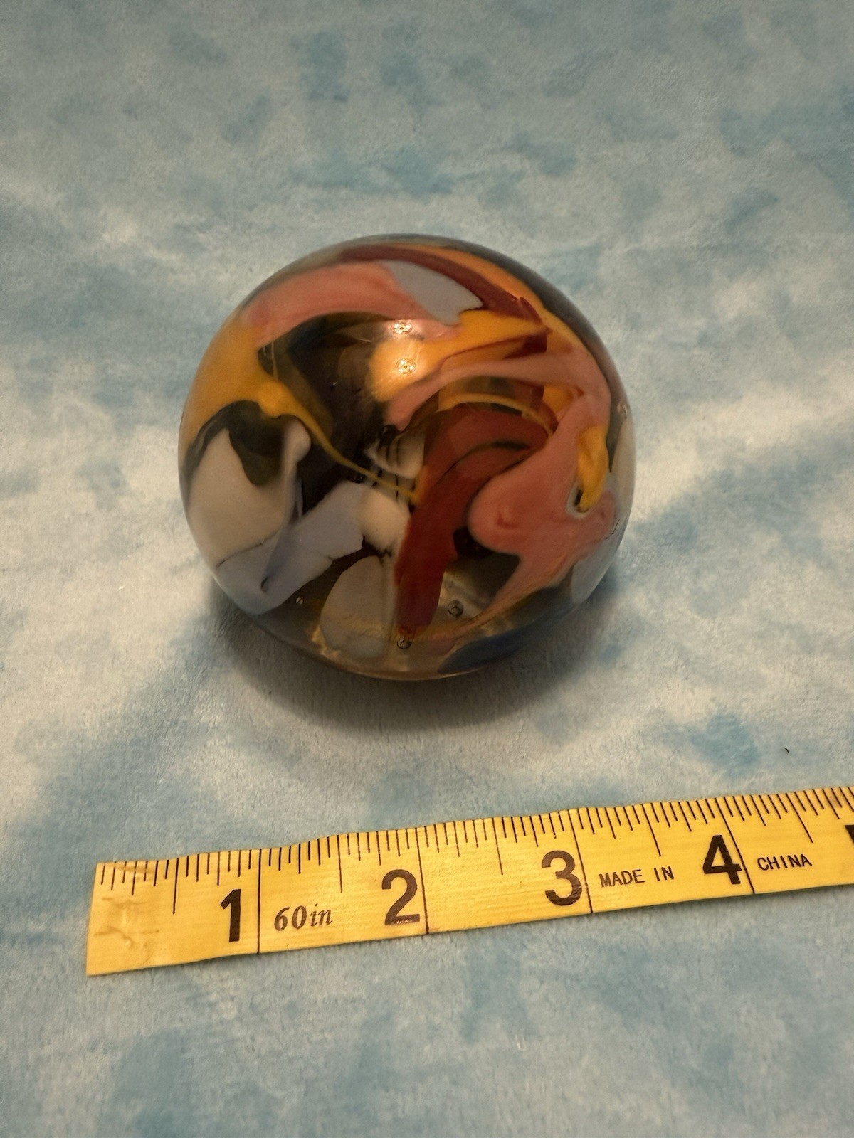 Galaxy Orb 3.5” Swirls Dichroic Rainbow Multi Color Art Glass World Paperweight