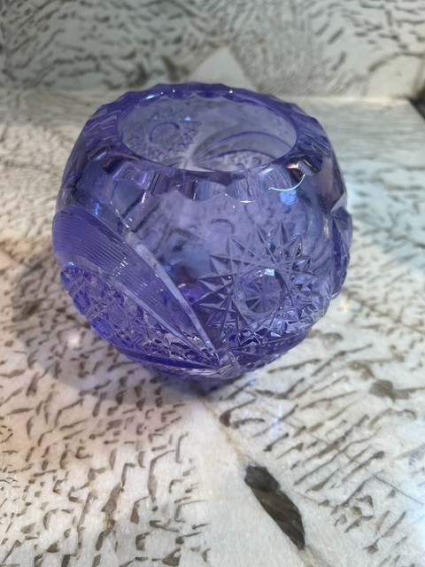 Vintage Purple cut glass vase Alexandrite Russian Crystal