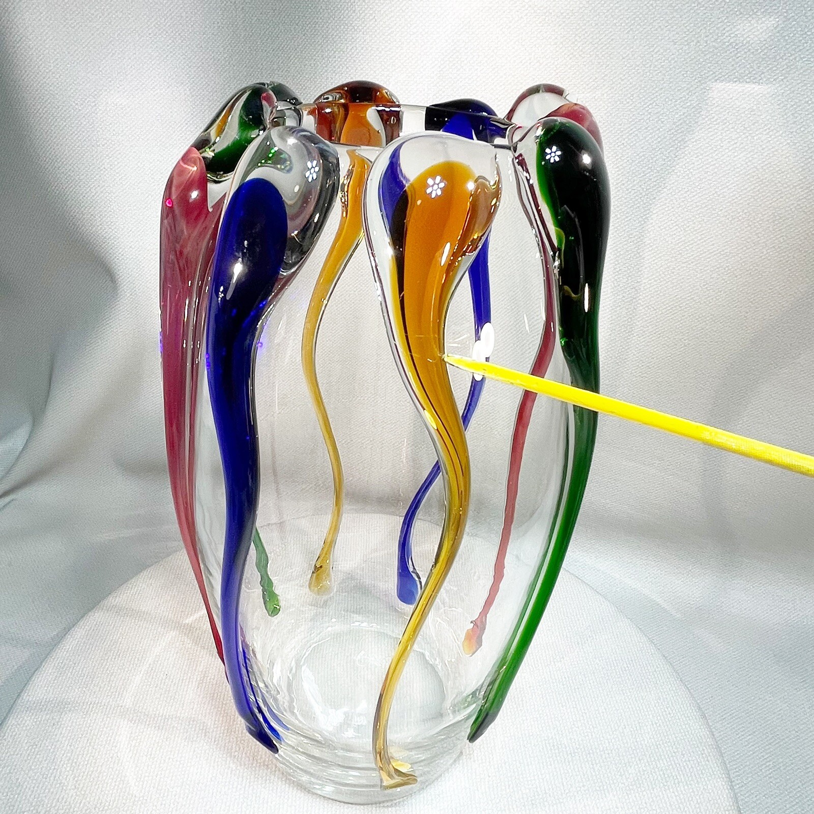 Large Poland Art Glass Glass Vase Design Guild 12” Tall Multicolor CRACK