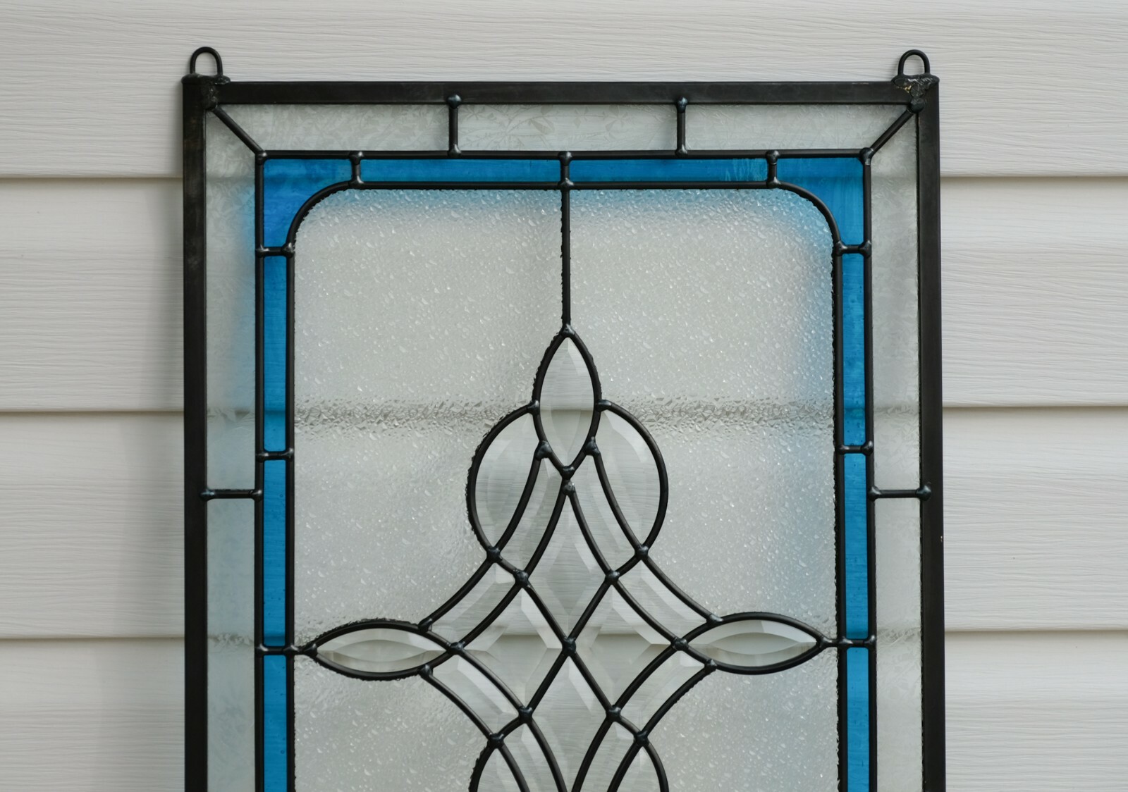 Handcrafted stained glass Clear Beveled window panel 16″ x 24″