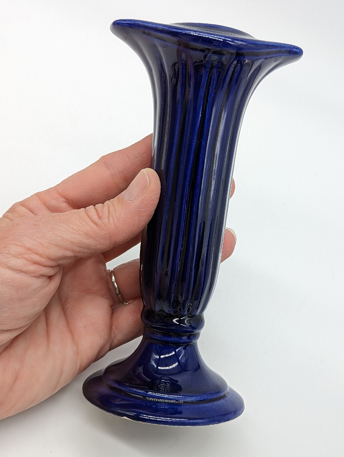 Vtg Pair Royal Haeger Dark Blue Navy Blue Candlestick Holders Set Of 2 6” Read