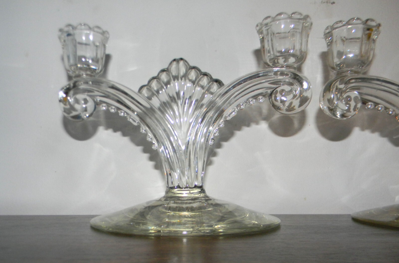 TIFFIN FRANCISCAN #5902 Pair Double Light Candlestick Holders ~ Engraved Wheat