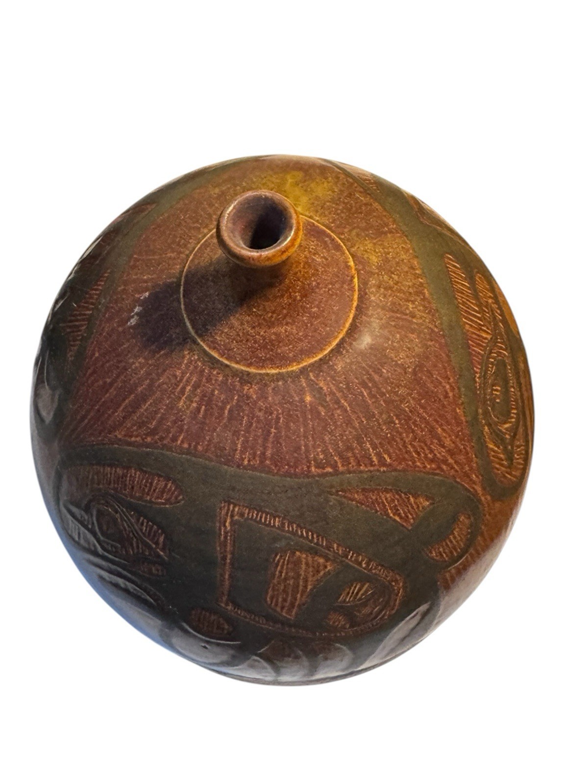 Modernist Studio Art Pottery Hand Made Stoneware Vase Califonia MCM Atomic M/L