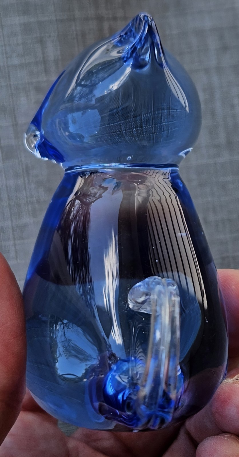 United States Commemorative Fine Art Gallery COBALT BLUE Glass CAT 3” Figure