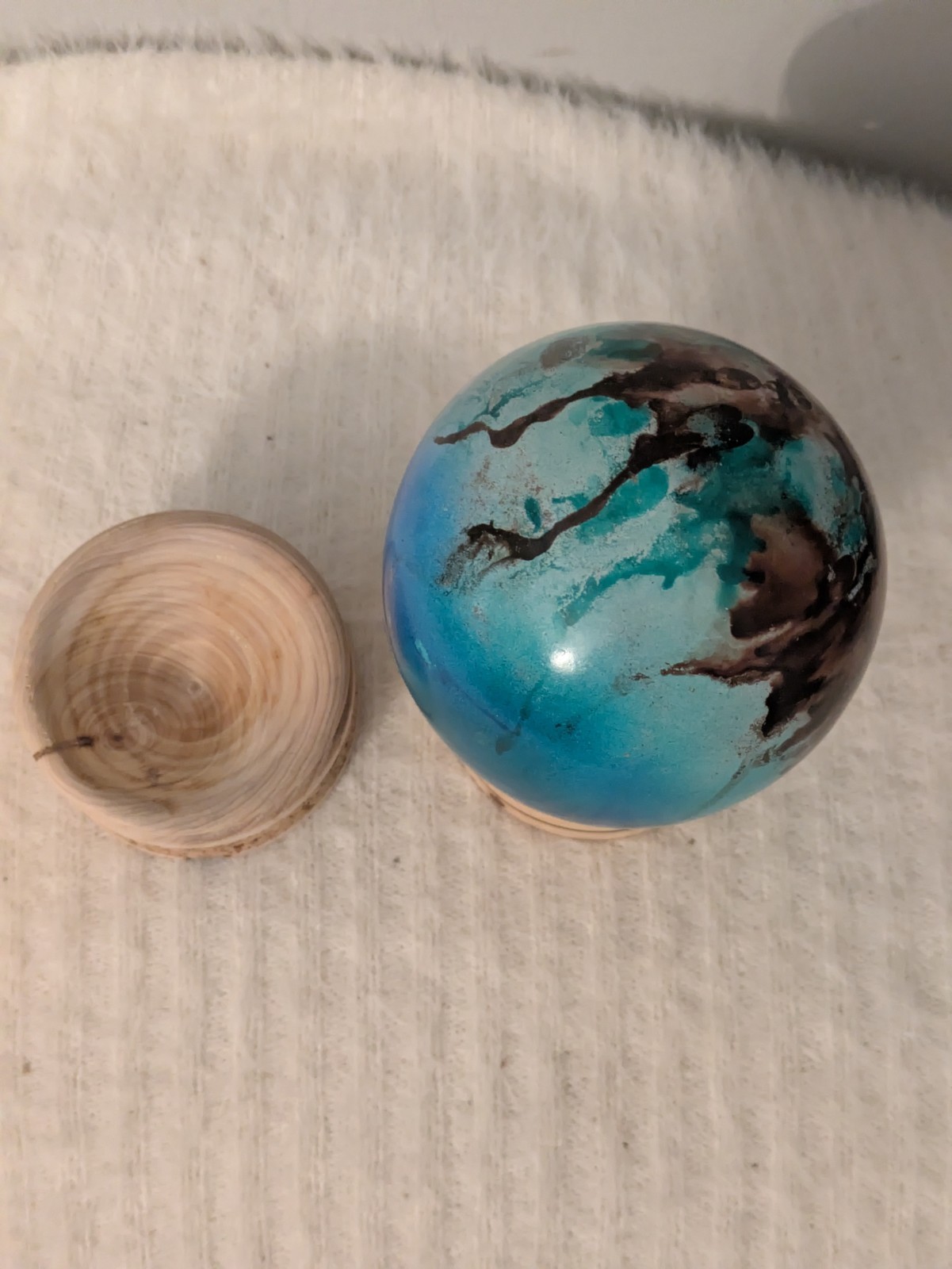 Dorodango Japanese Art Polished Sphere W 2 Bases Rare 1 Of 1