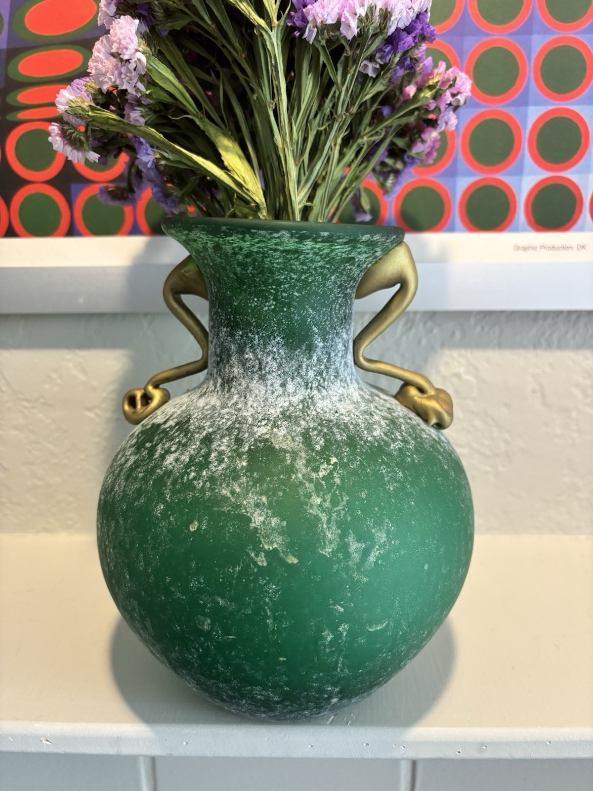 Frosted Vase Resembling Murano Glass Design Made In Italy Vintage