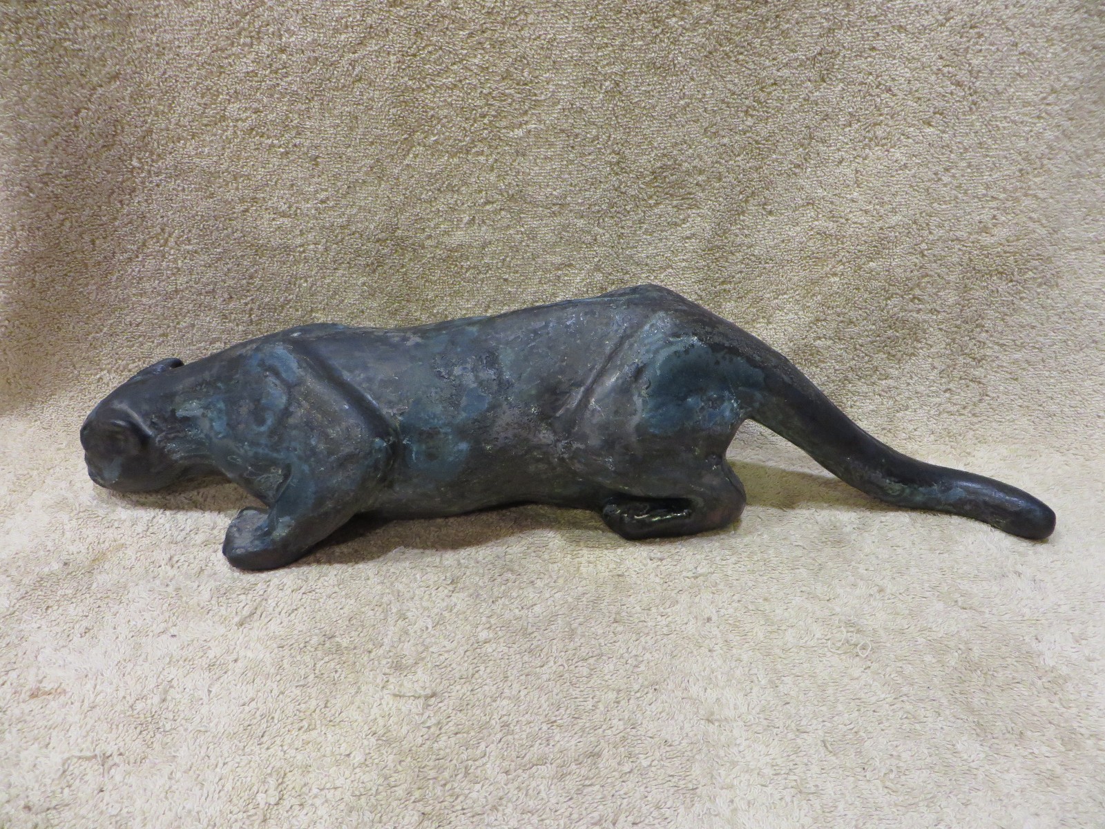 Large 20” Vintage Pottery Stalking Black Panther -UNIQUE -VERY RARE -SEE PICS!!
