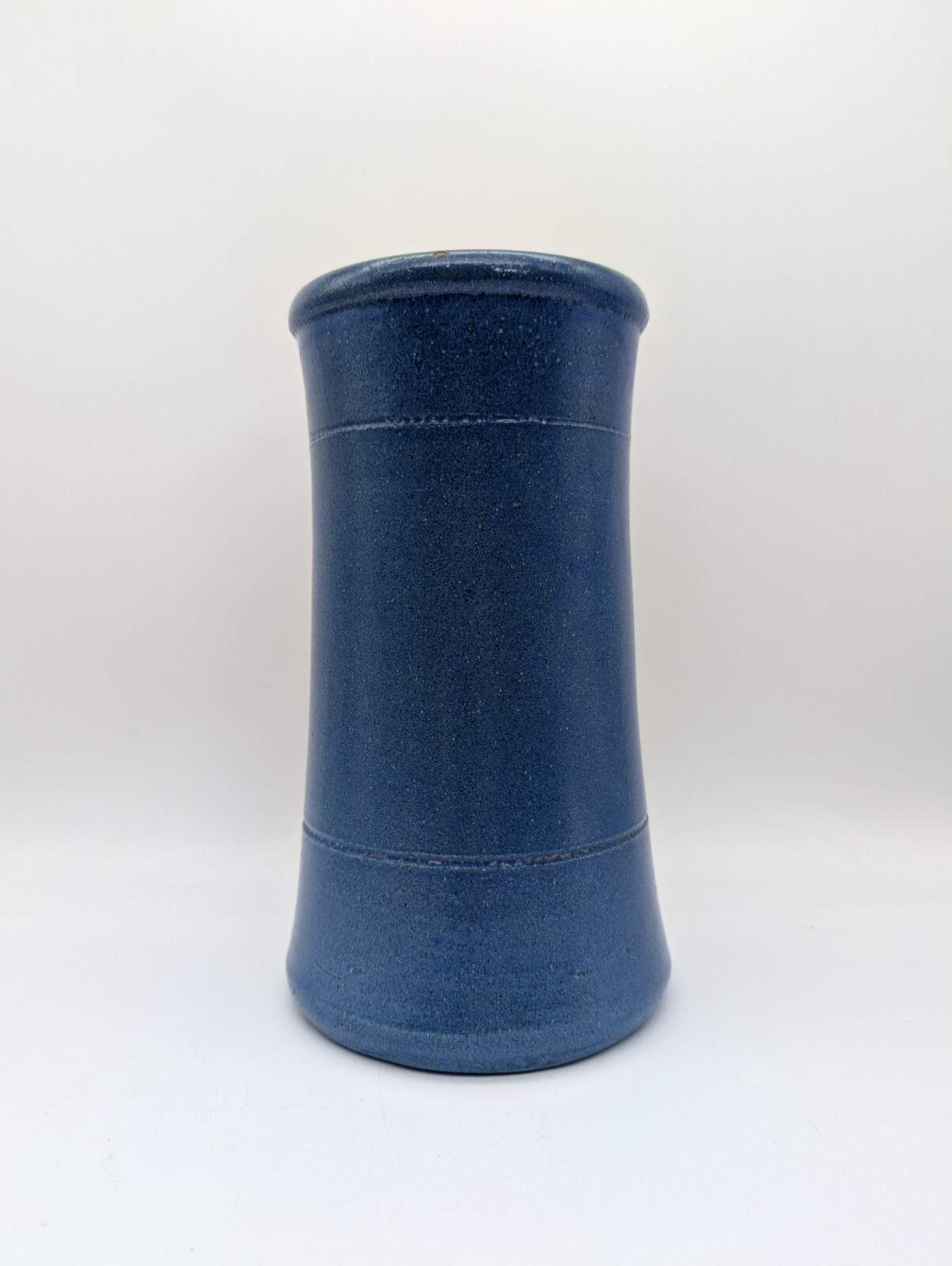 Dorchester Pottery Solid Blue Stoneware Vase 9.25 In Tall Remnants Of Sticker