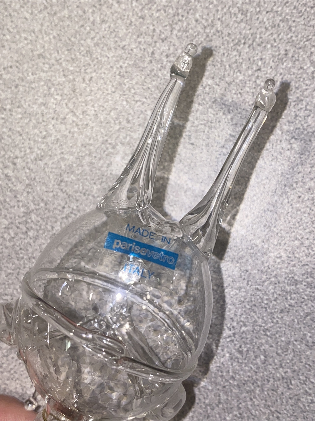 Vintage Parise Vetro Hand Blown Glass Ornament Santa. With Original Sticker.