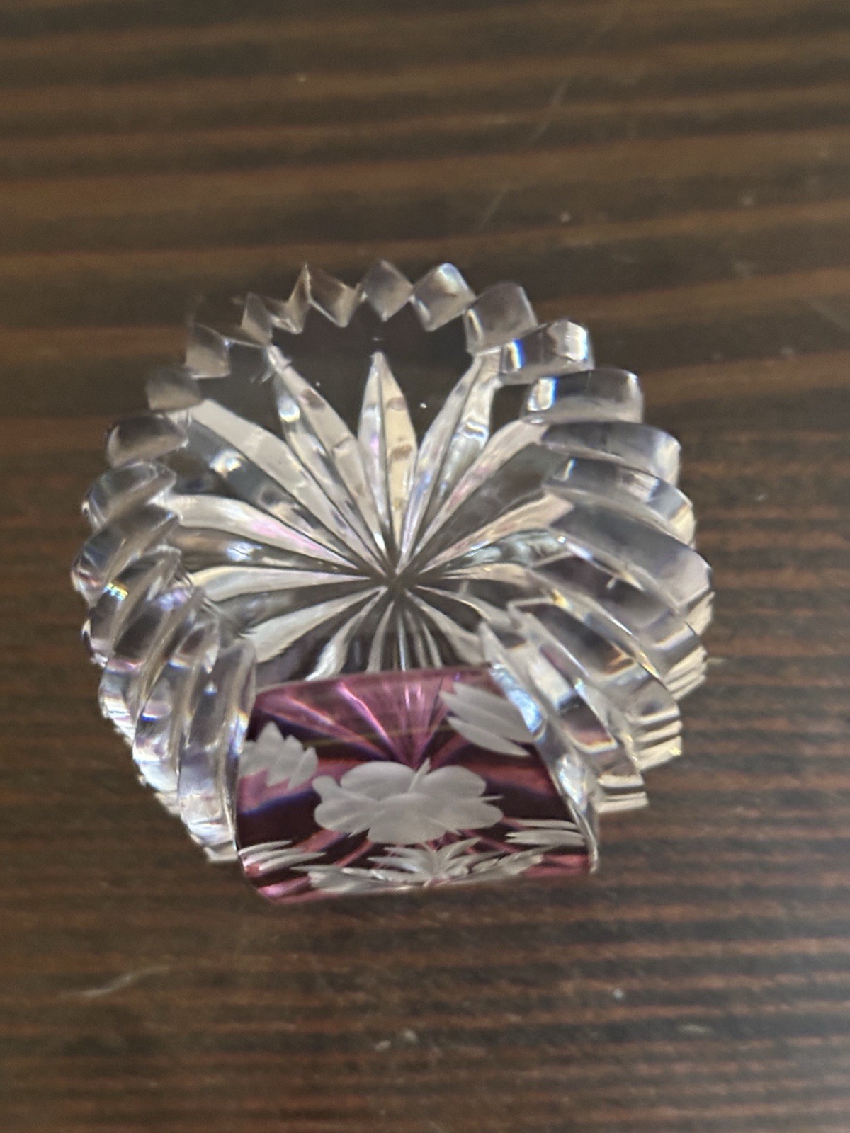 Bohemian Ruby Red Rose And Cut Crystal Paperweight Beautiful