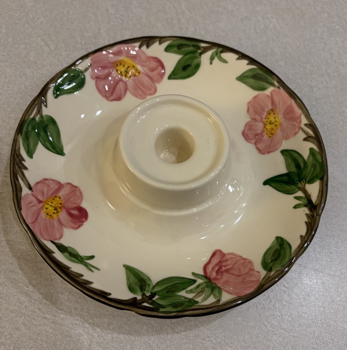 Franciscan Desert Rose Candle Holder, base for hurricane lamp, vintage, EUC