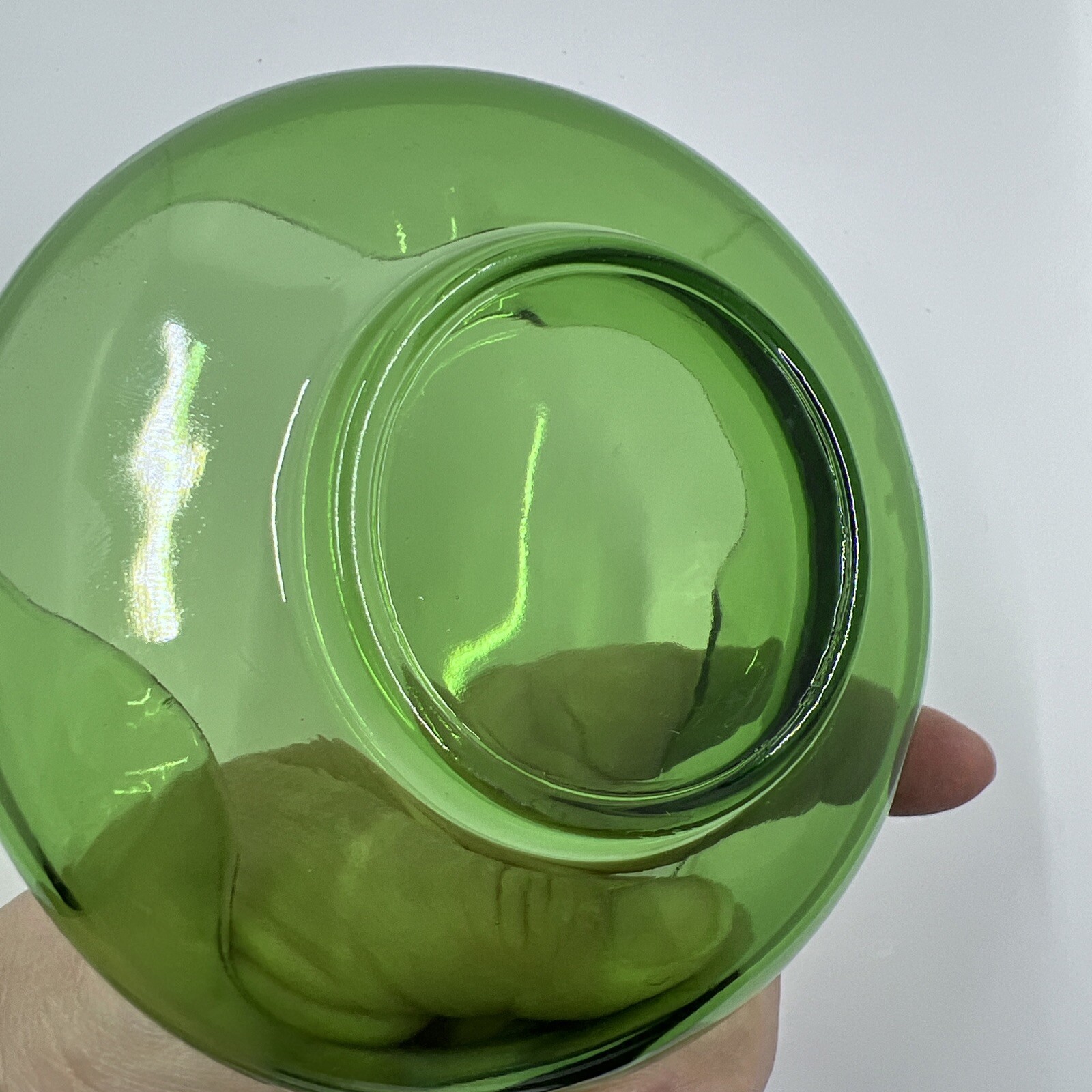 retro Mid Century Green Glass 9″ 5 Bowl with Fluted sides Chip dip party server