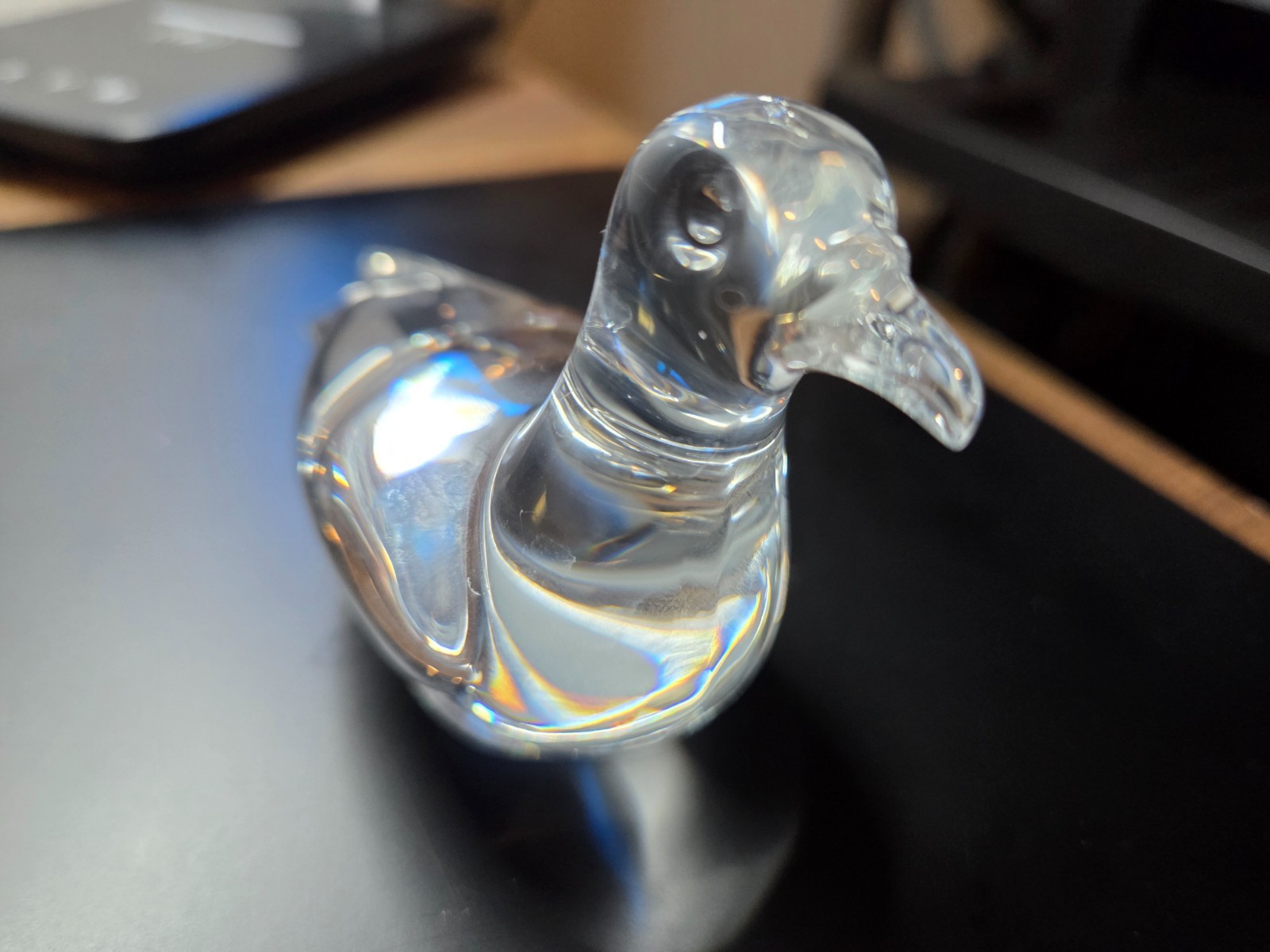 Baccarat Clear Crystal Figurine Paperweight Duck Approx 4 In X 3 In with box