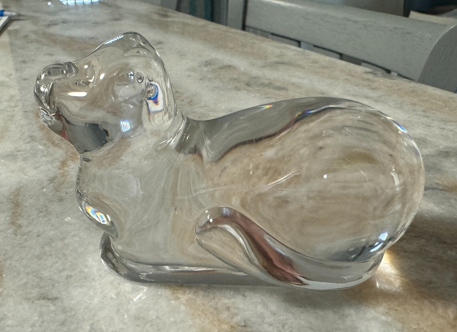 Atlantis Crystal Cat Figurine Paperweight Solid crystal clear 4″ hand blown
