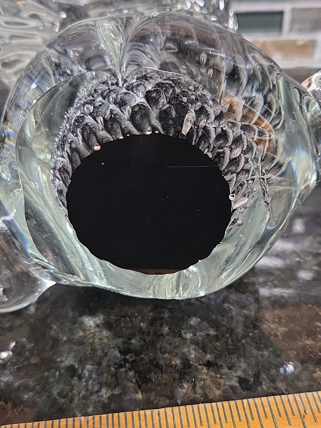 Blown Art Glass Seal Sea Lion Black & Gray Control Bubble HEAVY Paperweight