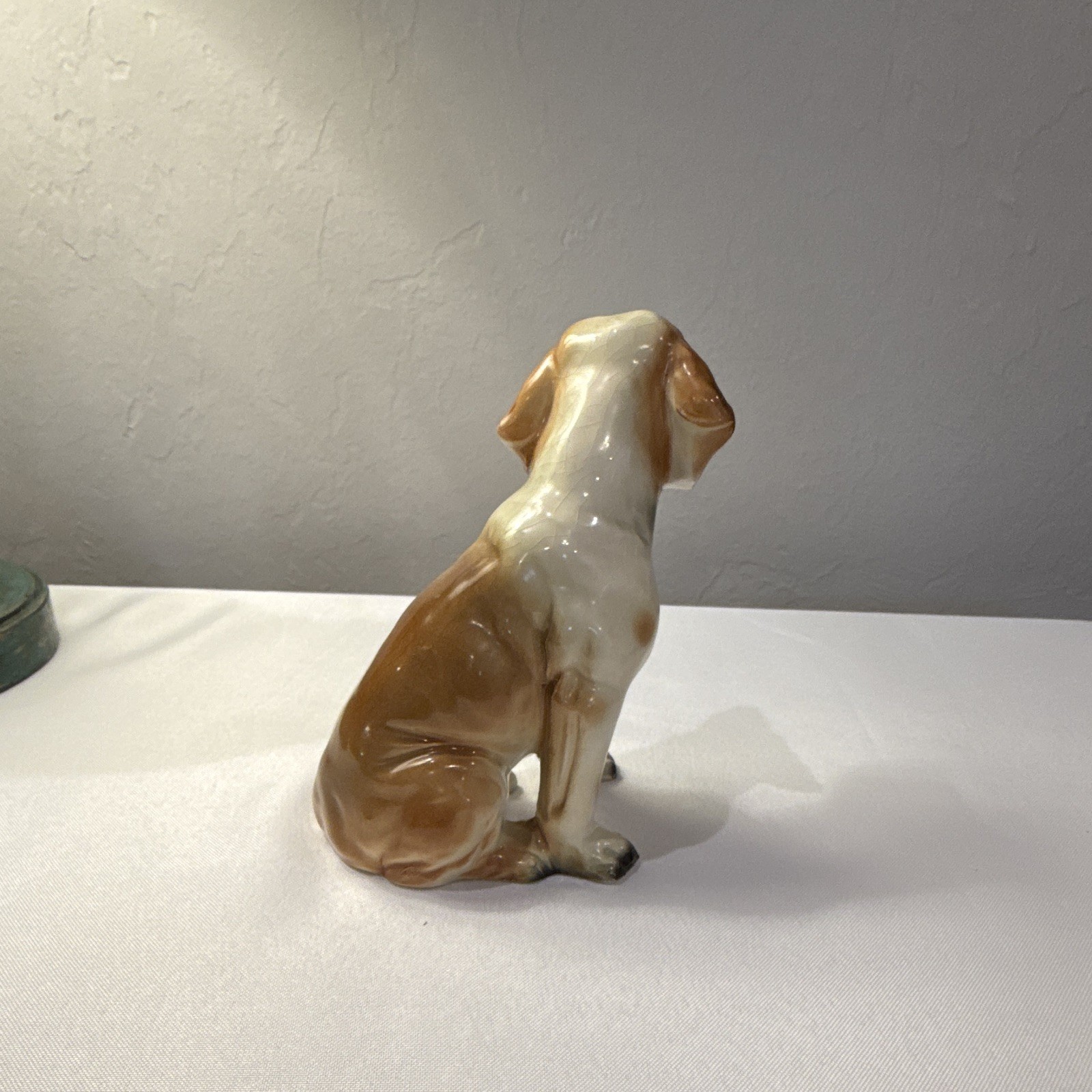 Andrea by Sadek Ceramic Dog Figurine, White & Brown Glossy Animal Theme