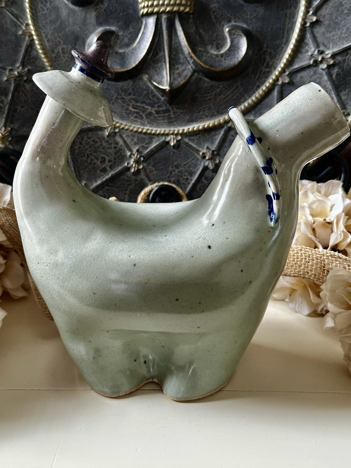 VTG Handmade Artist Signed Studio Pottery Art Stylized Animal Figurine Vessel