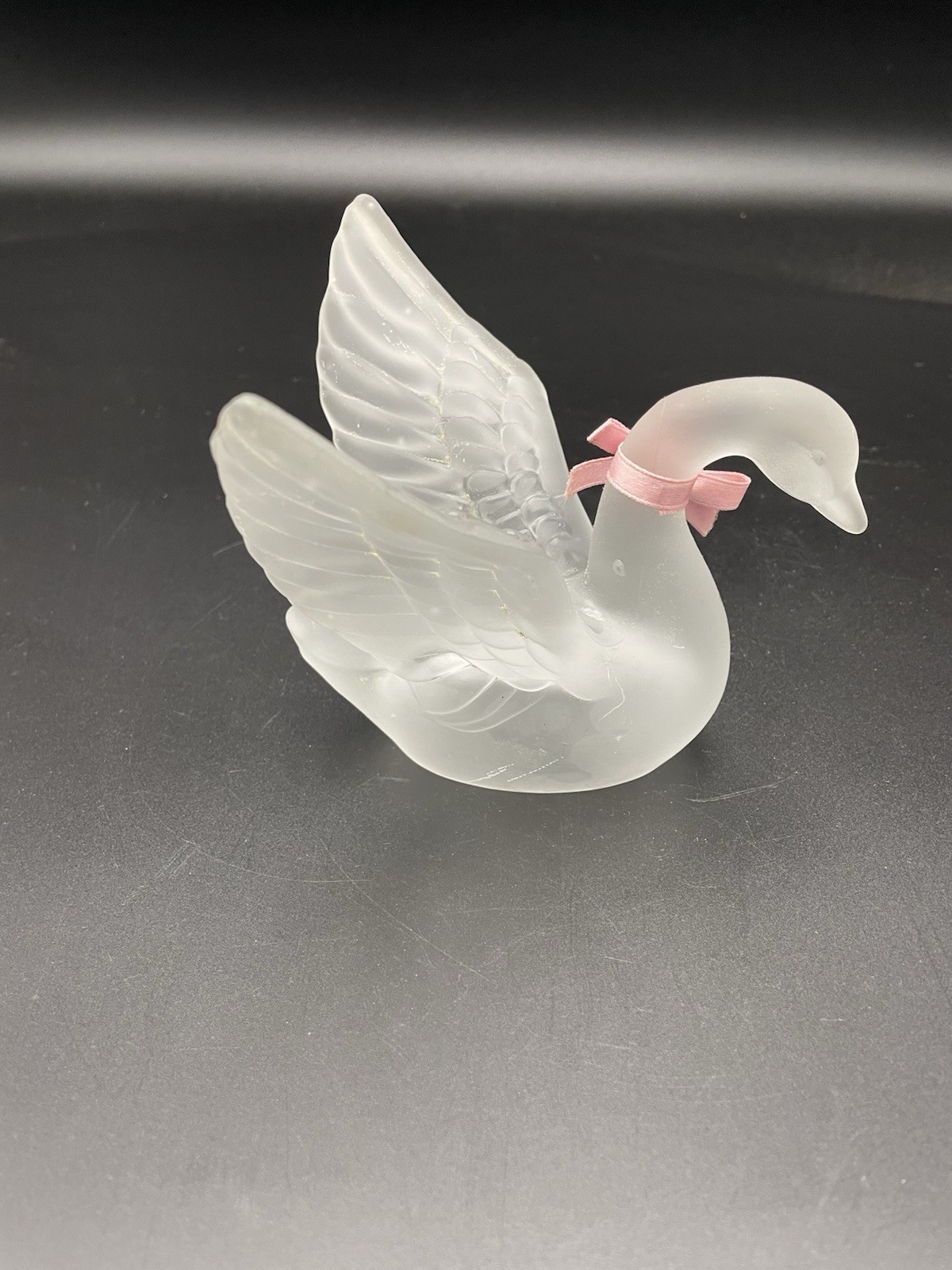 Crystal Swan Beautiful, Heavy Frosted with Wings Expanded