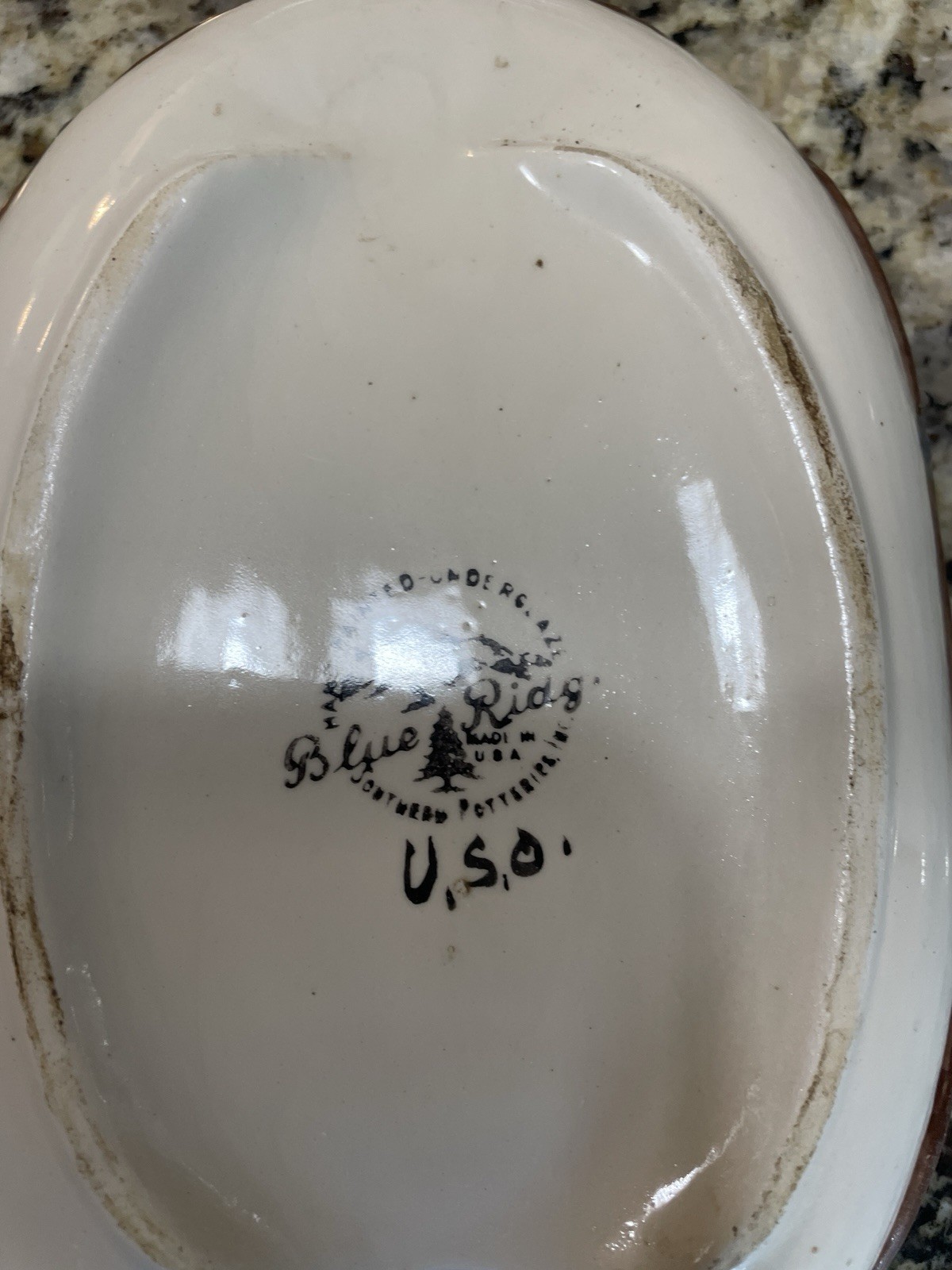 Vtg Blue Ridge Pottery Ceramic Hand-Painted World War 2 Boat Ashtray Stamped
