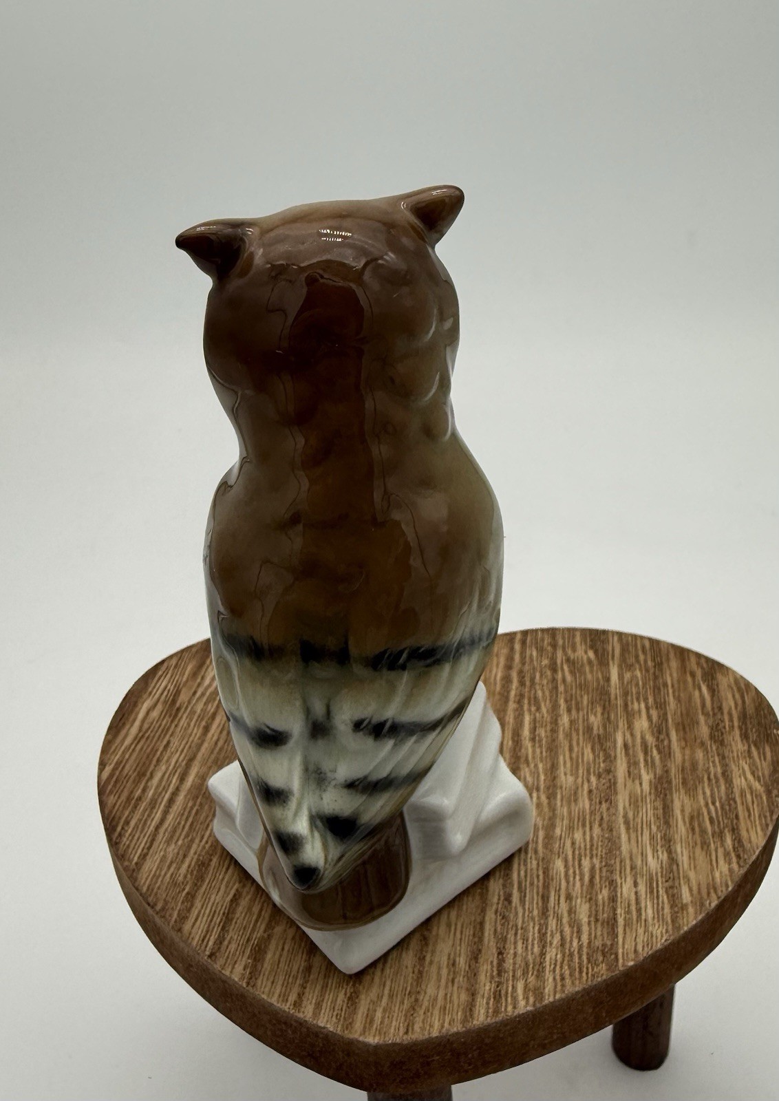Vtg Owl Ceramic Figurine Hand Painted Glass Eyes West Germany Sitting on Books