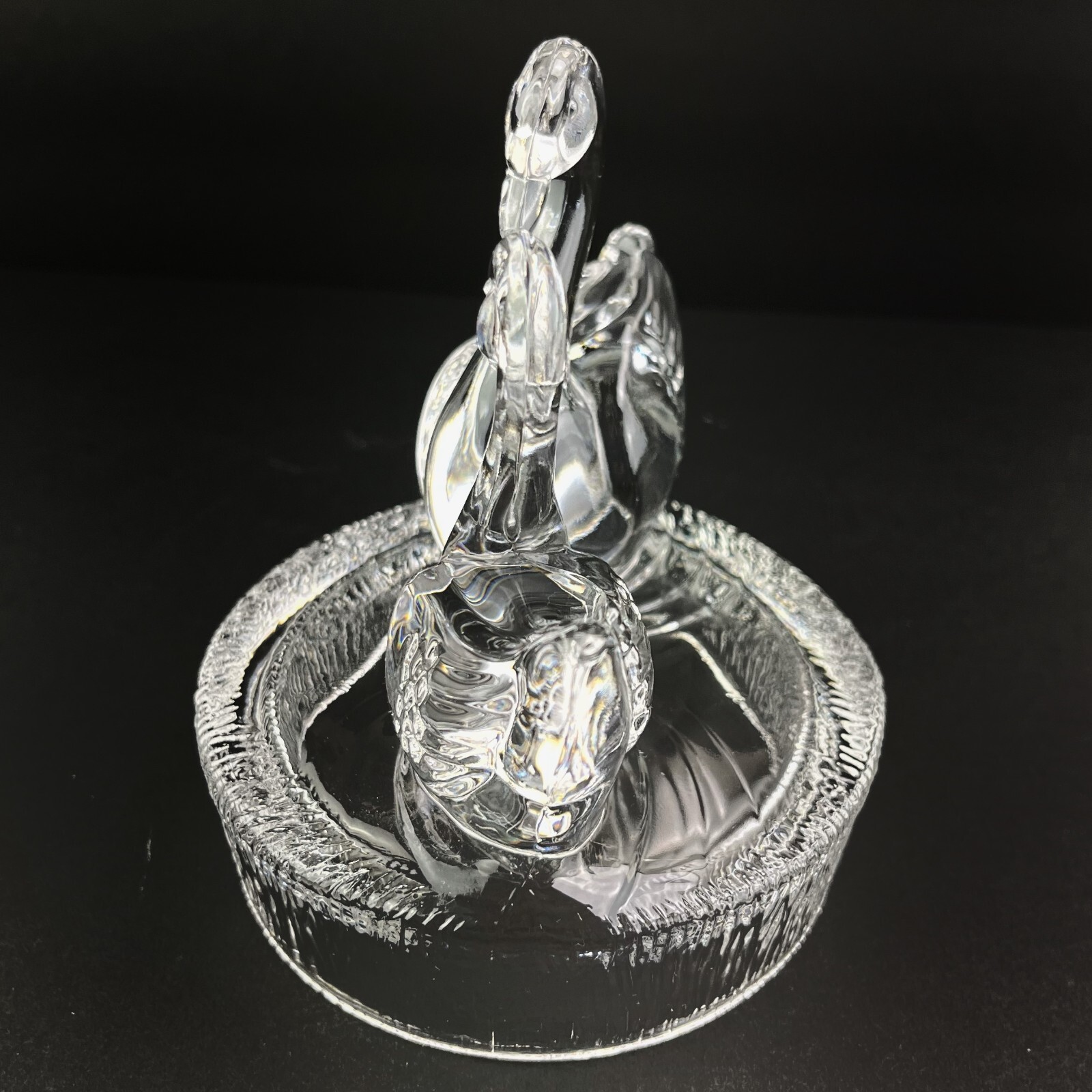 Vintage Royal Crystal Rock Figurine Swan & Cygnet Wildlife Italian Crystal Clear