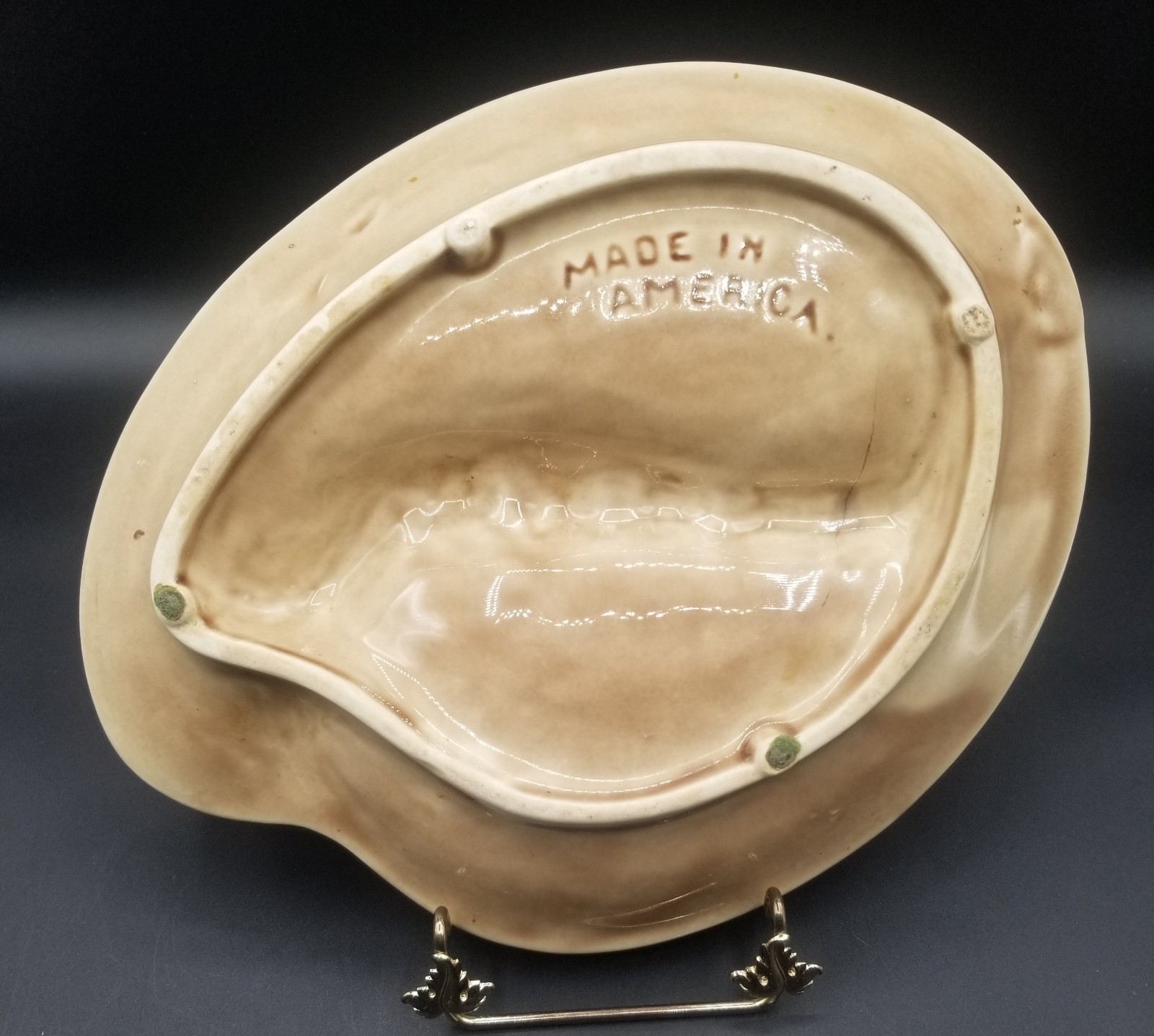 Vintage Large MCM Robins Egg Blue & Tan Swirl Cigar Ashtray Made in America
