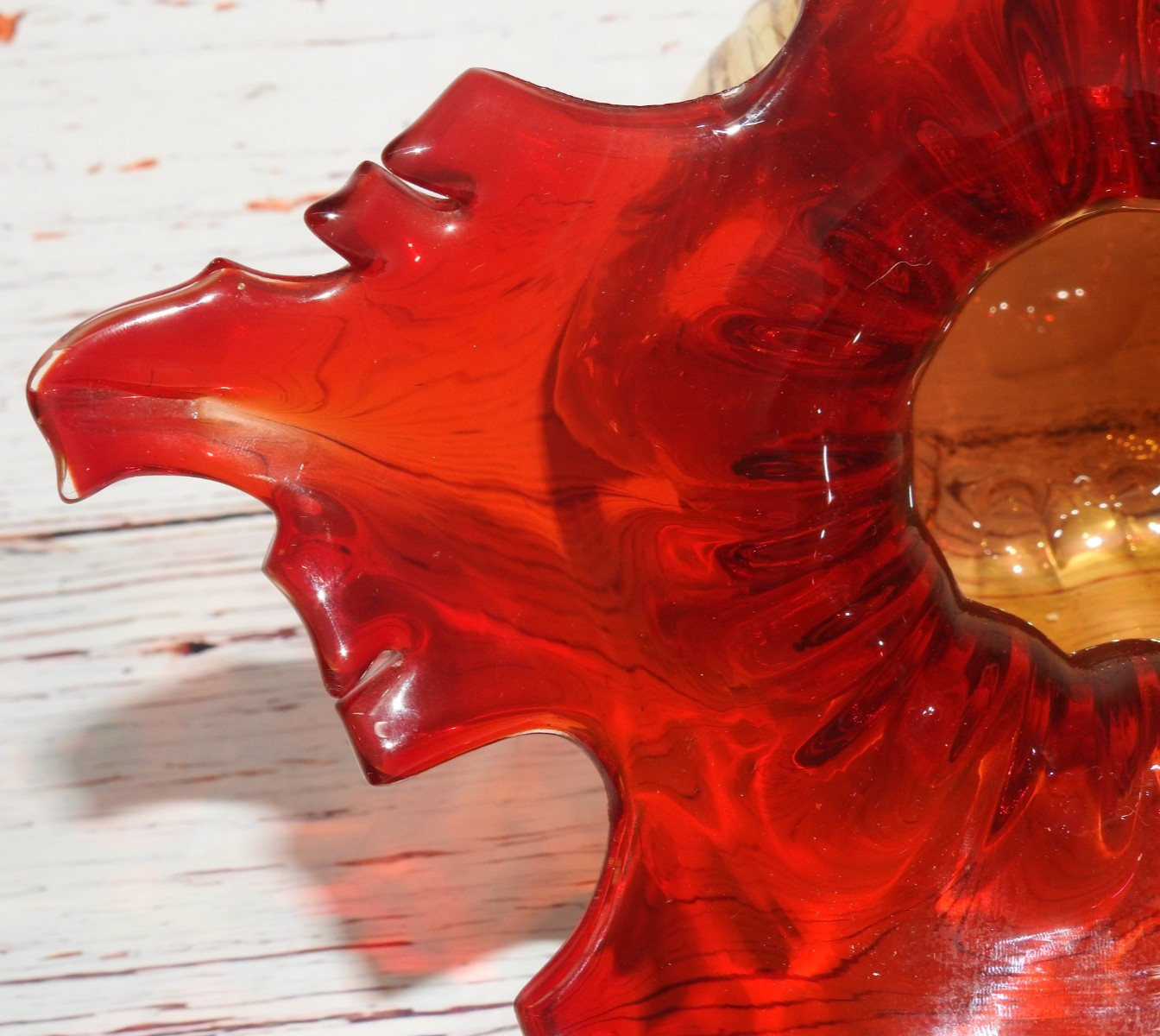 mcm Vintage Amberina Murano Glass Flame Art Vase 8″ Bottom, 10″ top, 8-3/4″ tall