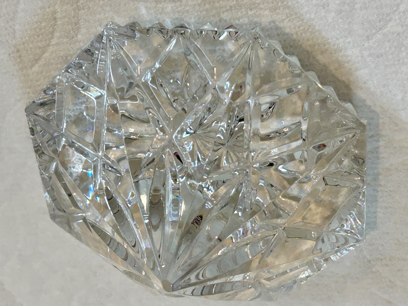 WATERFORD Marked Crystal Lismore Diamond Pyramid Shaped Intricate Paperweight