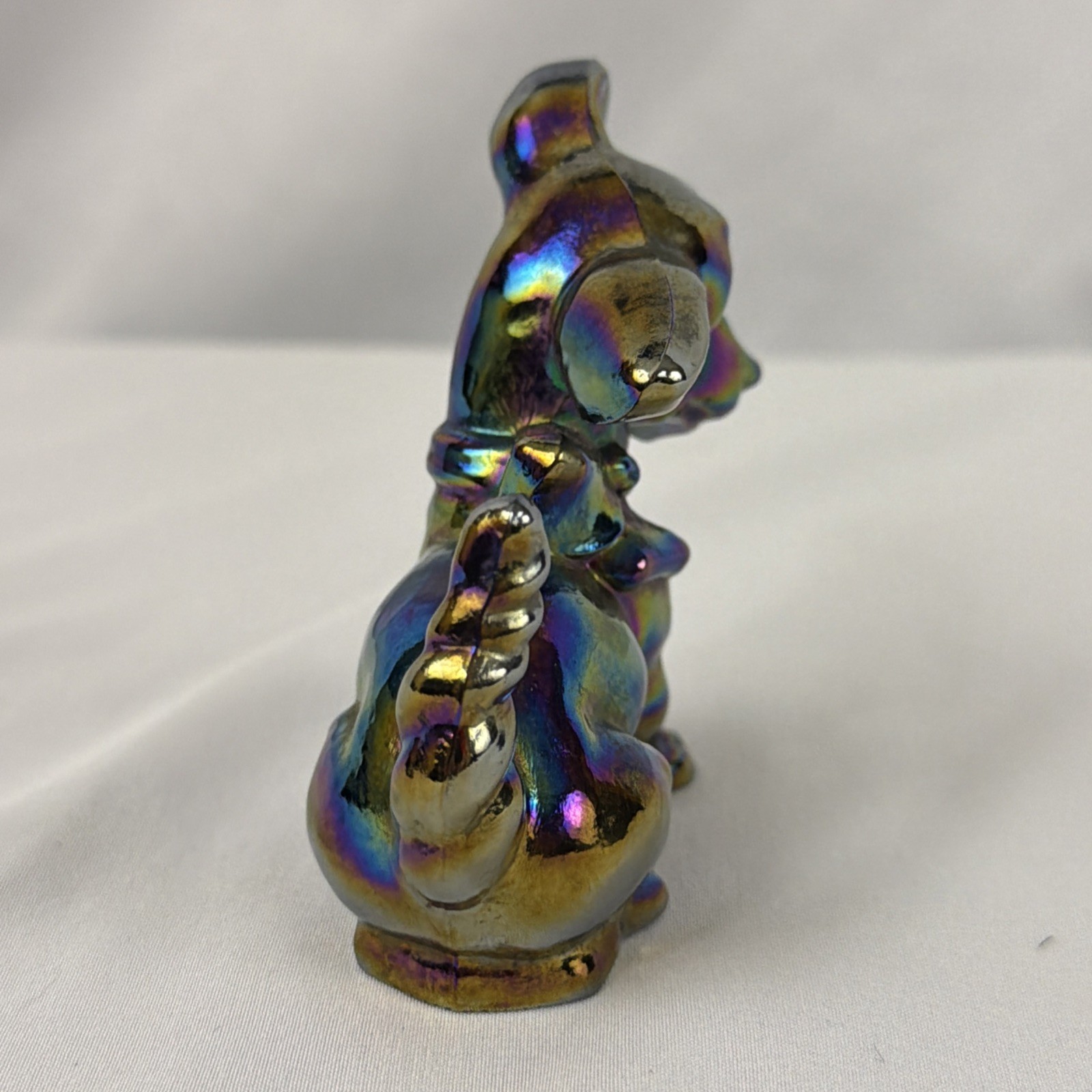 Vtg Imperial Glass Terrier Pup Figurine Amethyst Carnival Iridescent Dog Signed