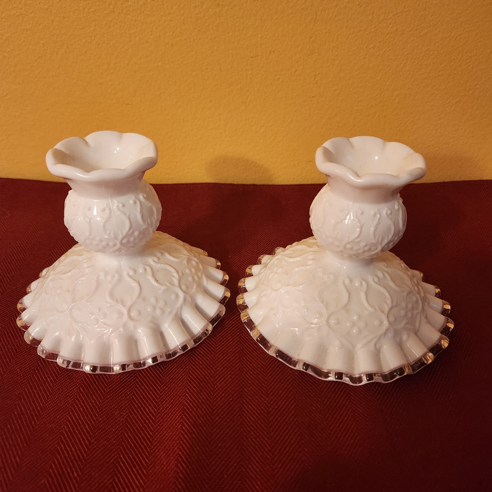 Fenton Silver Crest Spanish Lace Candlesticks