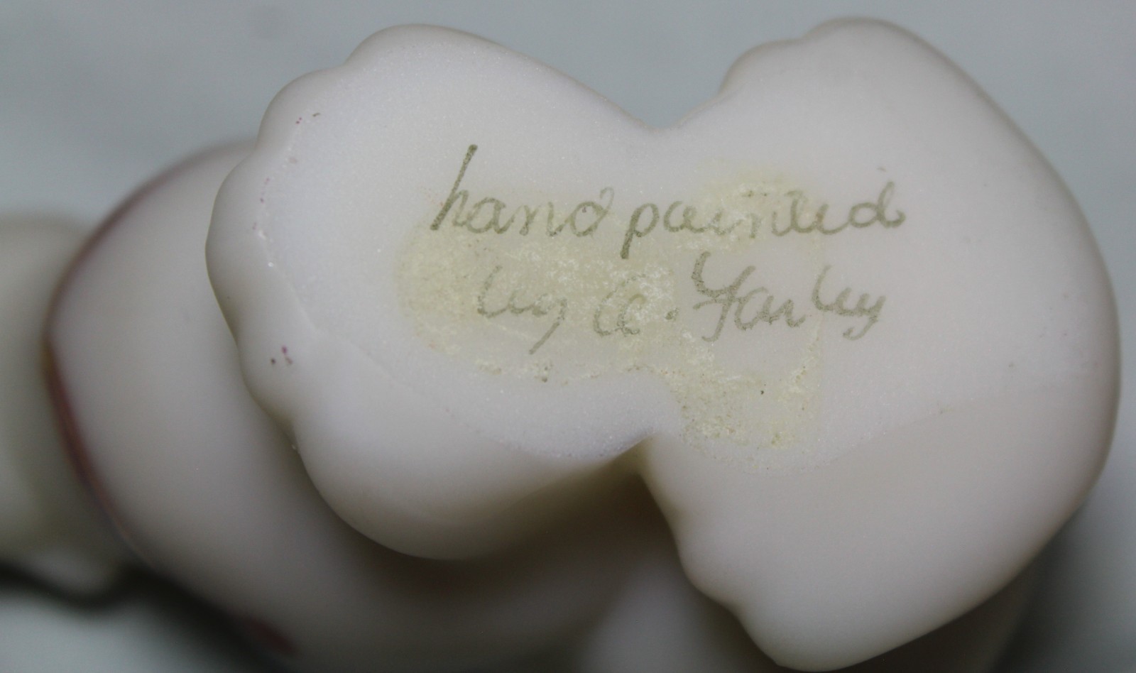 Vintage Fenton Glass Hand Painted Winter Polar Bear Signed 3 1/4″ tall x 4 1/4″