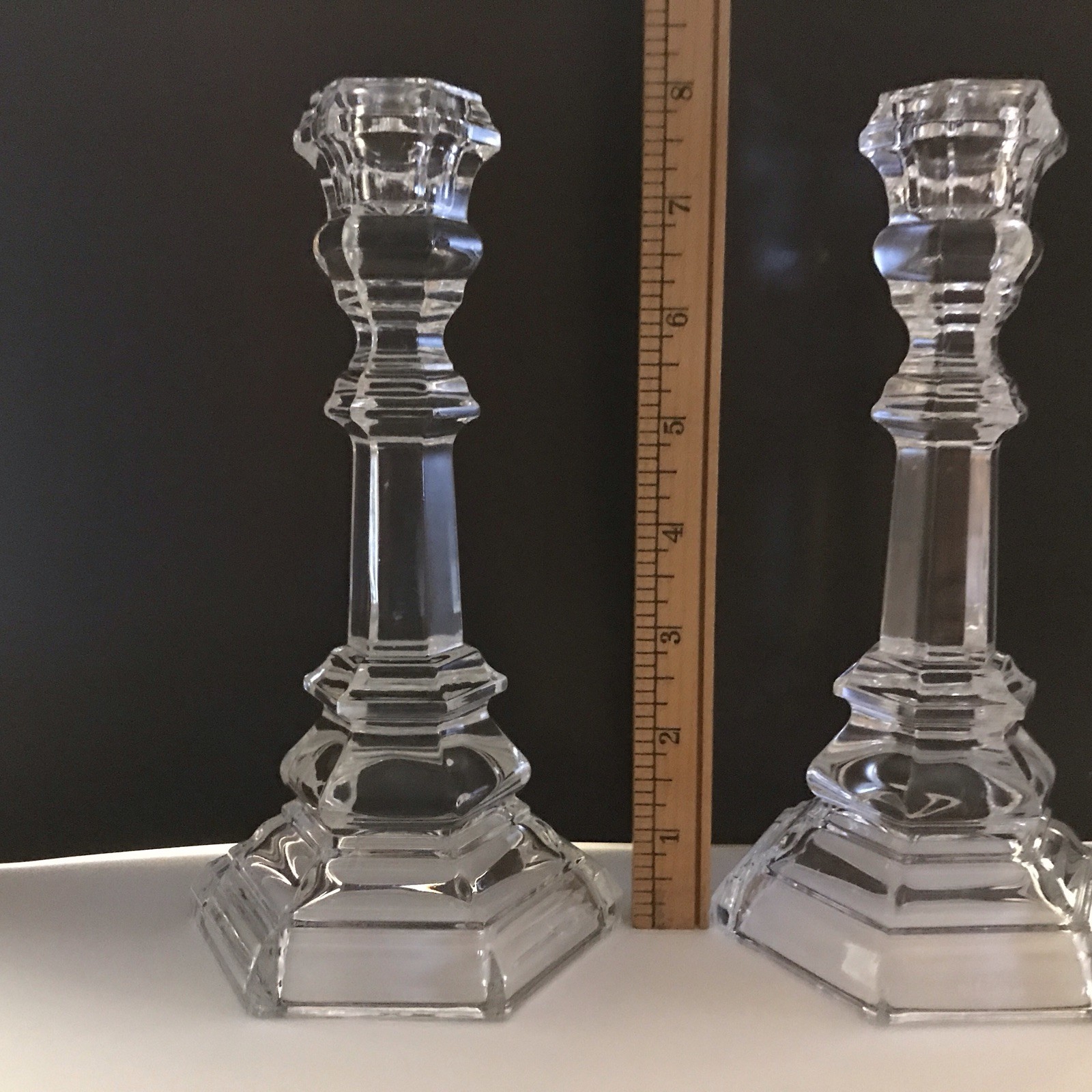 Tiffany & Co Crystal Candle Holders Candlesticks 8” Set of 2 ‘Plymouth’ Retired