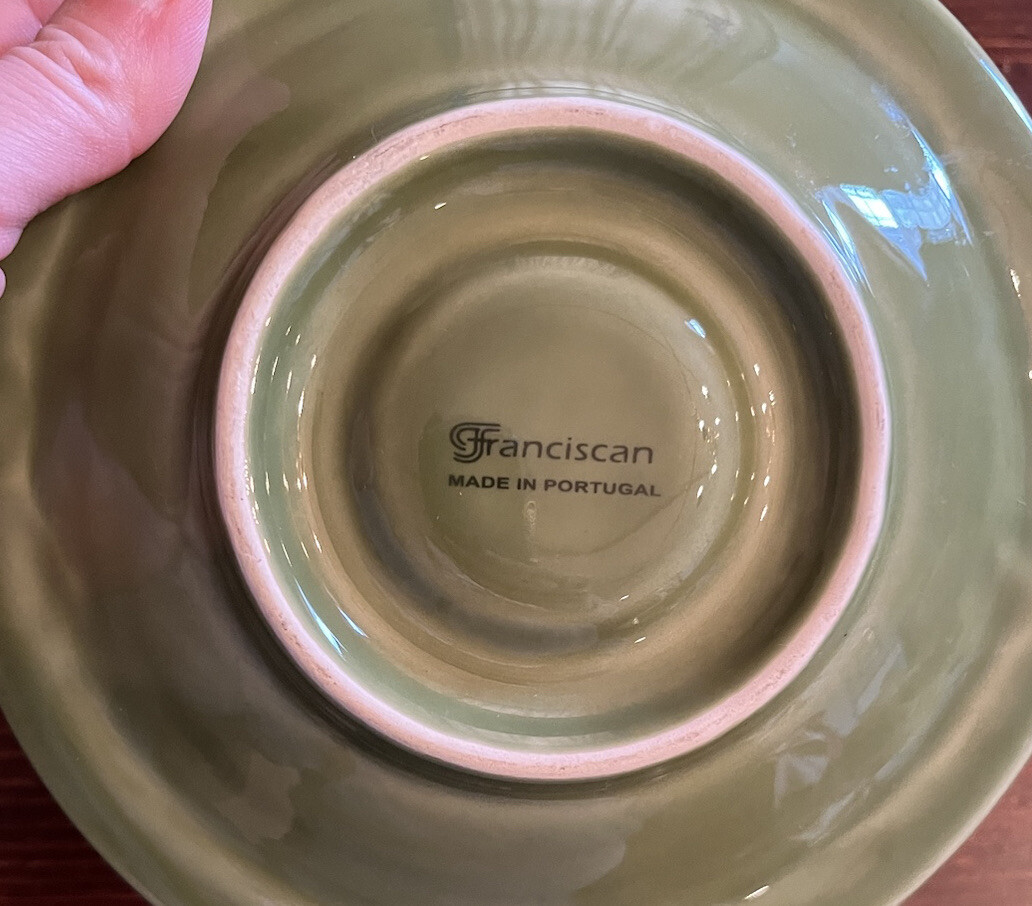 Franciscan Ivy Green Candle Holder Chamberstick Finger Loop Vintage Victorian