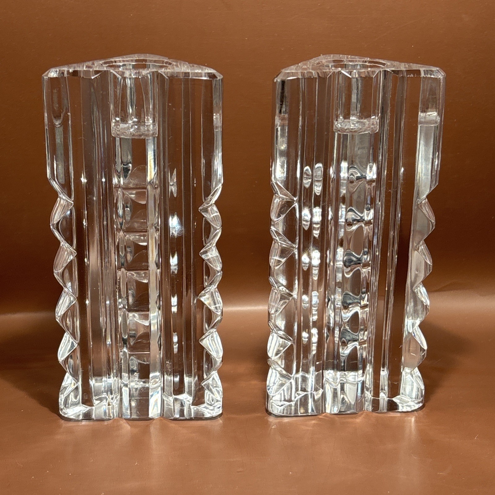 Rogaska Lead Crystal Candle Holders Exquisite Crystal. 5 By 2 3/4 In’s Signed