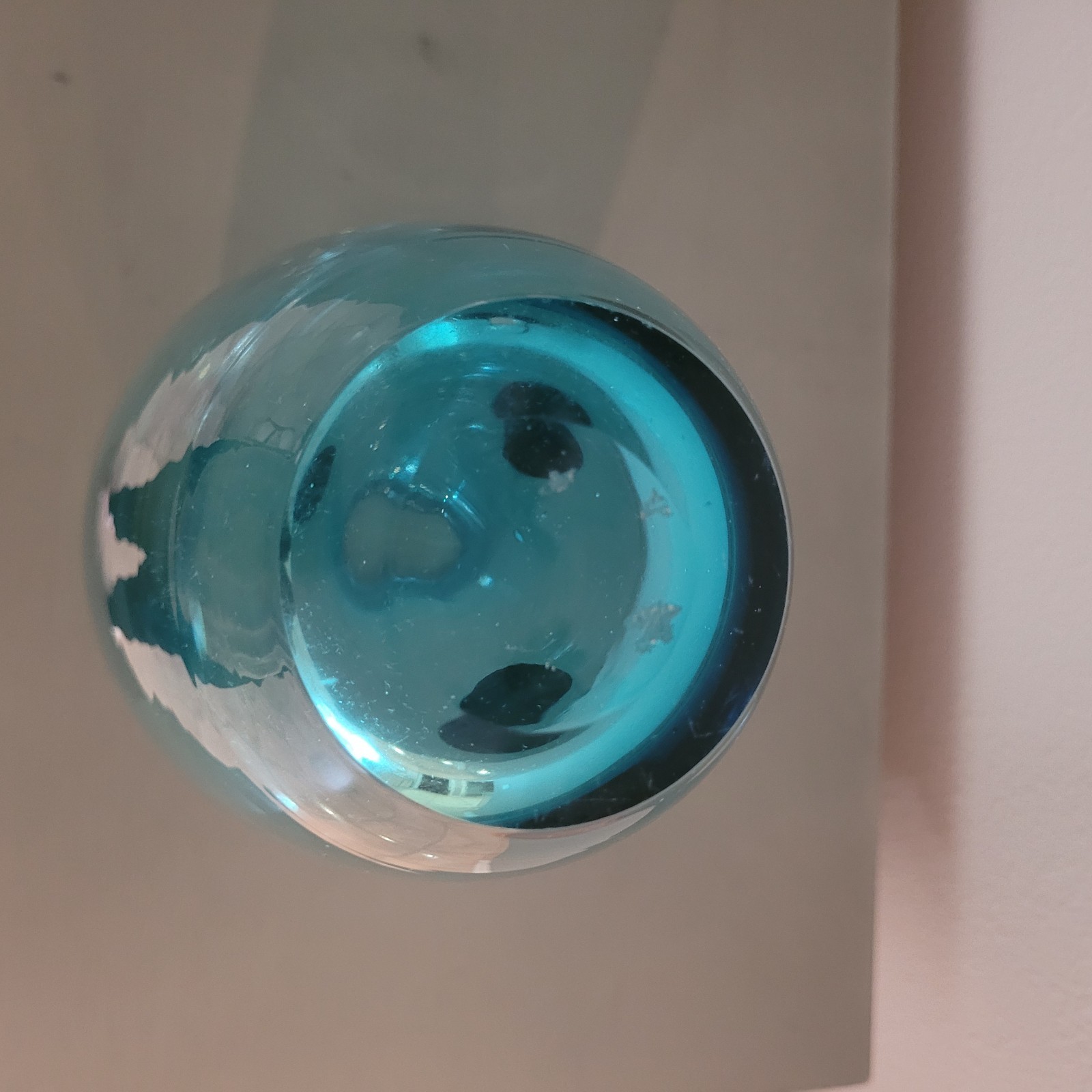 Tarnowiec Art Glass Blue Vase with Black Spots Hand Blown in Poland 11.75″ T