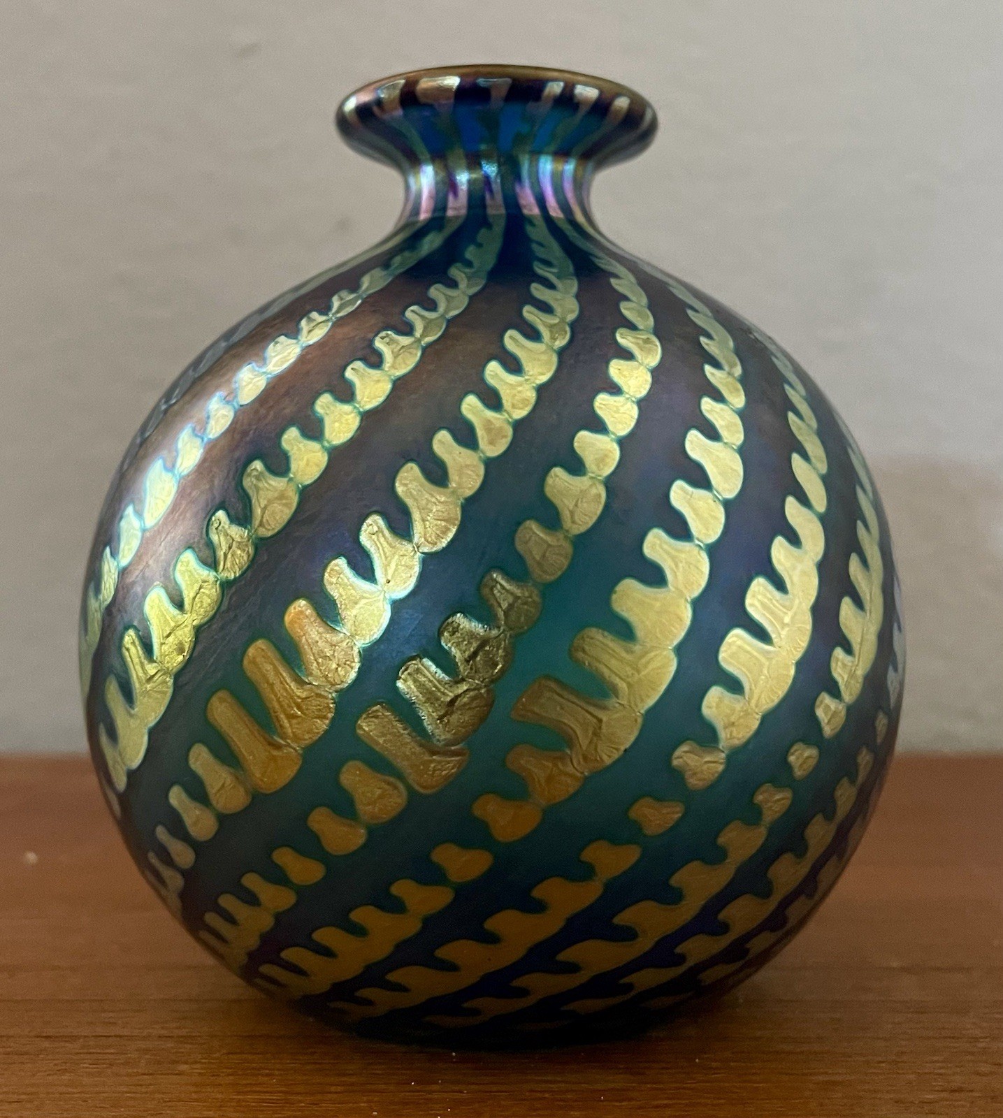Vintage King Tut SIGNED Artist Proof Steven CORREIA Art Glass Bud Vase 5”