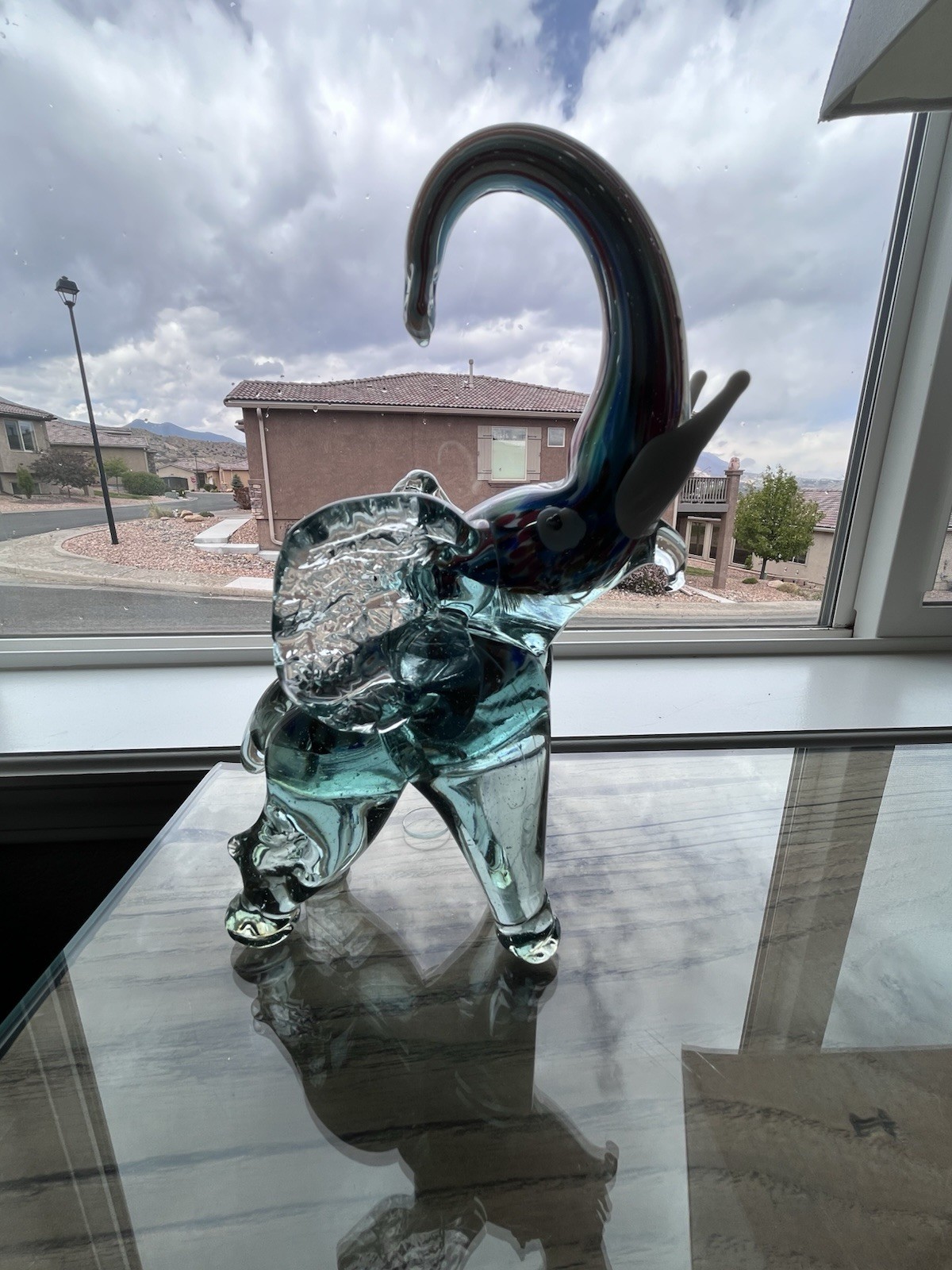 Vintage Murano Barovier Art Glass Elephant White Glass Tusks 8” Italy