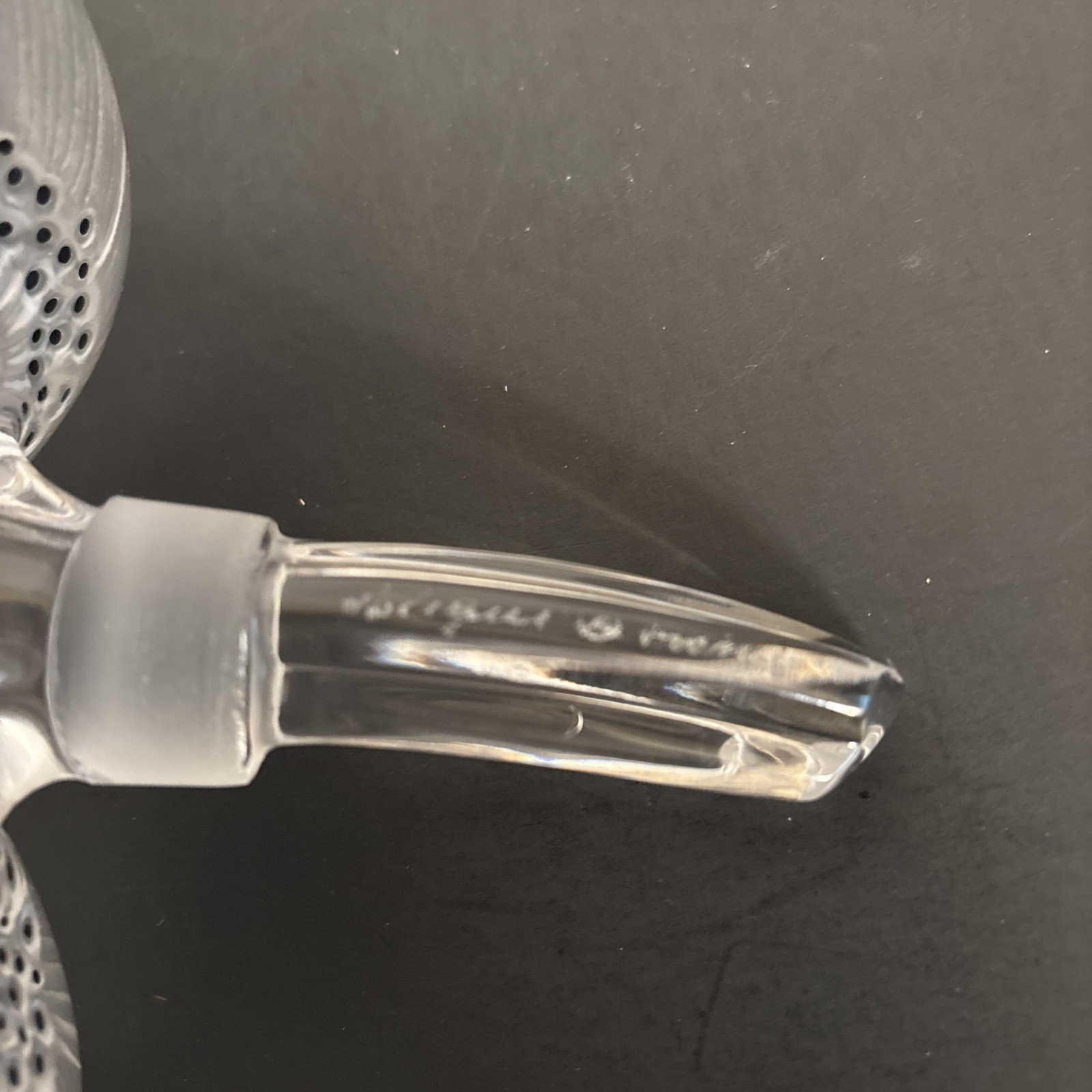 Lalique Crystal Anemone Double Flower Paperweight, Perfume Stopper Signed, 5″ T