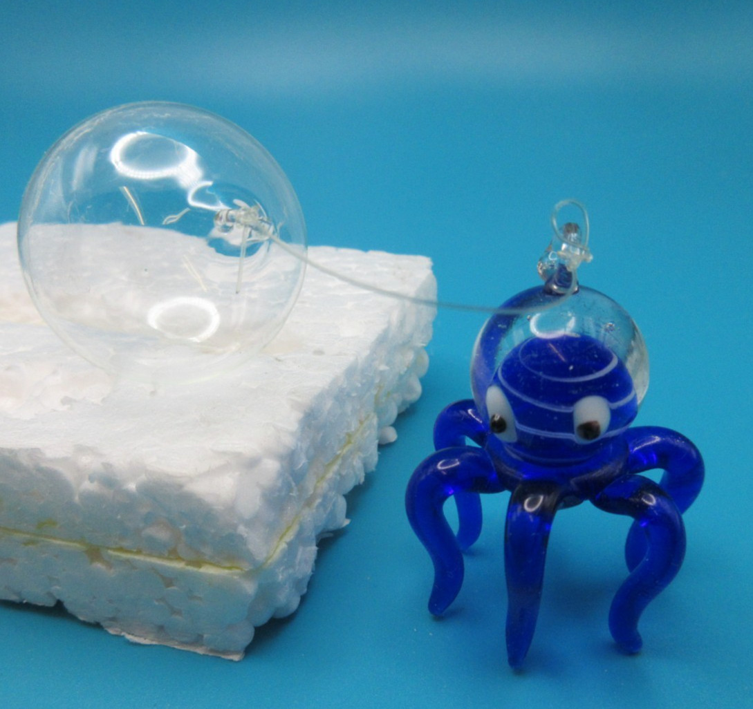 2 Vintage Hand Blown Glass Floating Bubble Fish / Octopus Tank Aquarium Decor