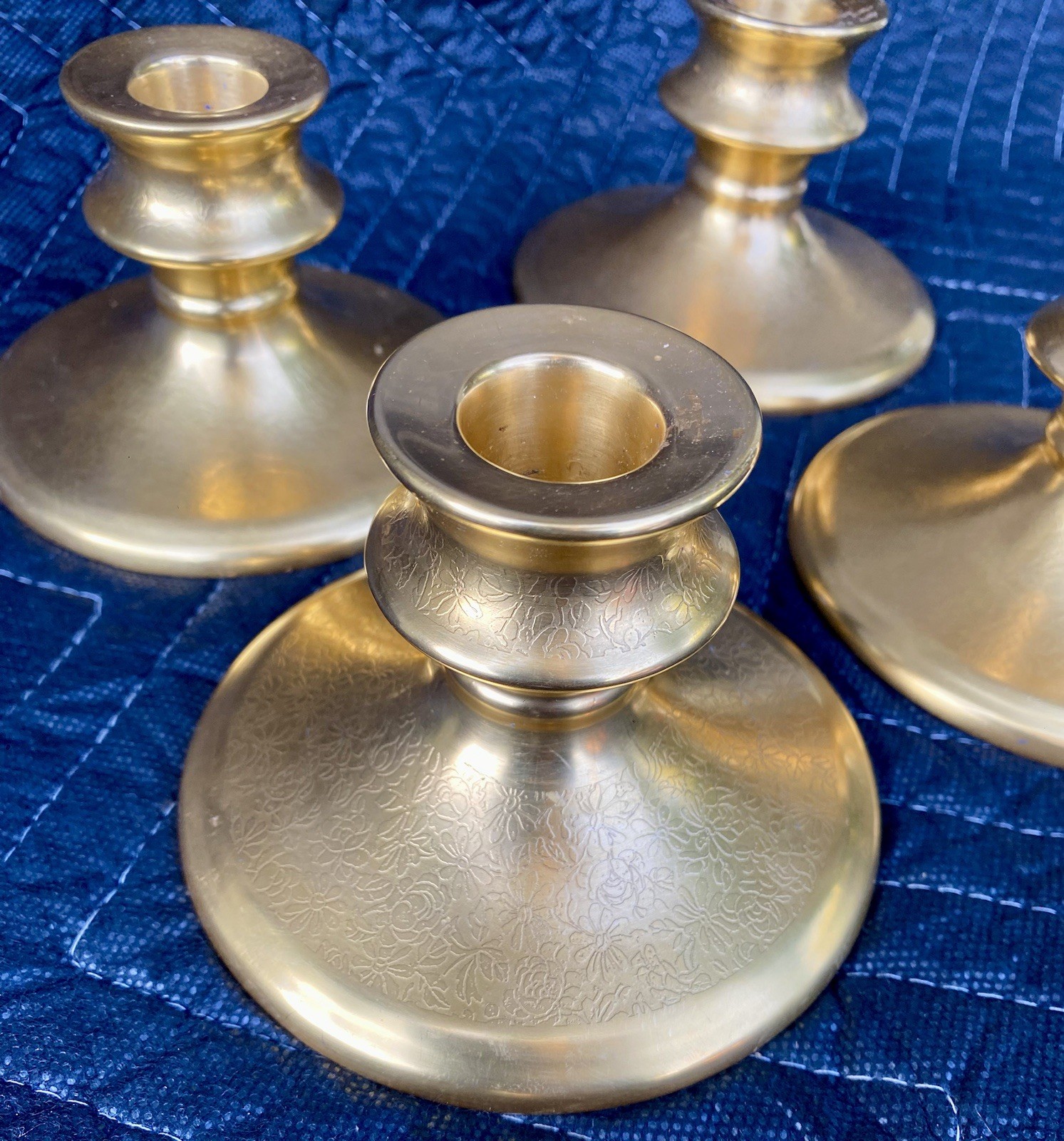 Vintage Pickard China Etched 24k Gold Candle Holders Set of 4