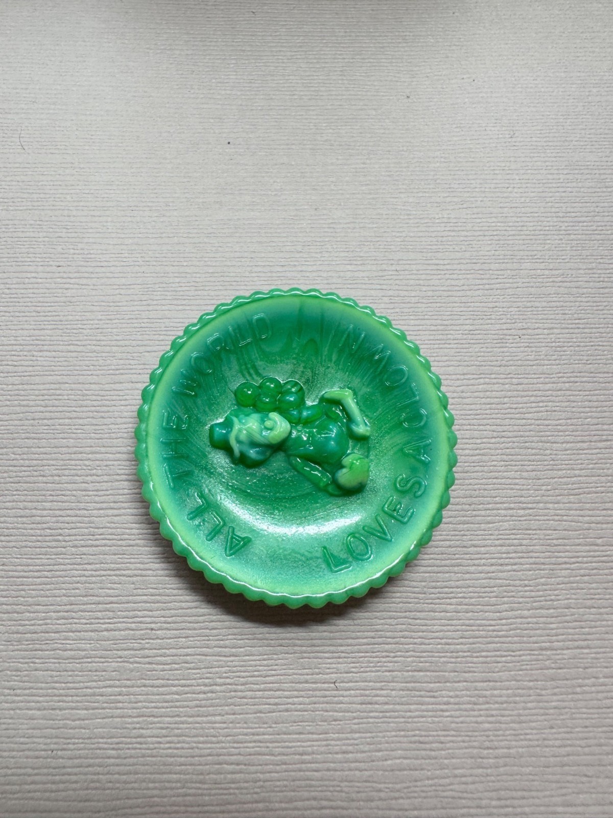 Mosser Glass Pee Wee Clown Plate All World Loves A Clown Letter B Green