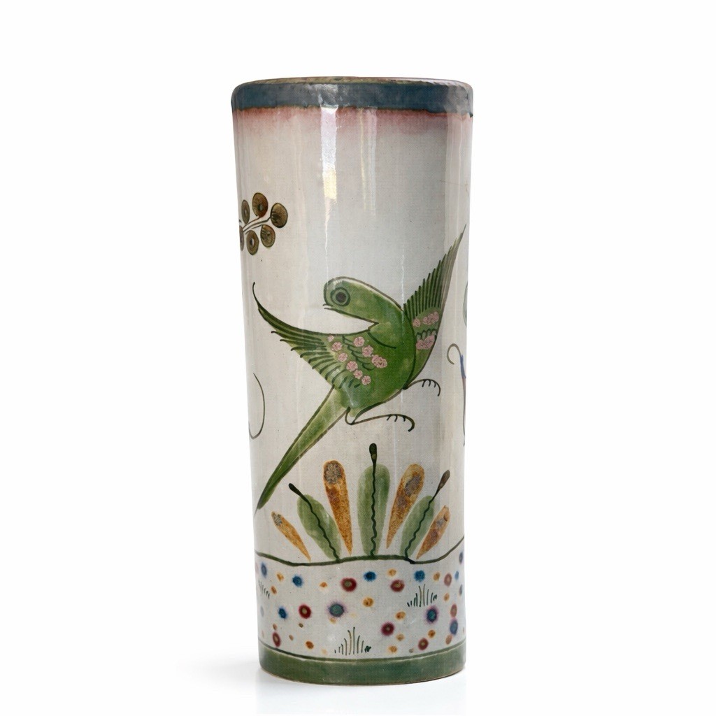 Vintage Ken Edwards Pottery Vase Mid Century MCM 9” Birds Flowers Decor