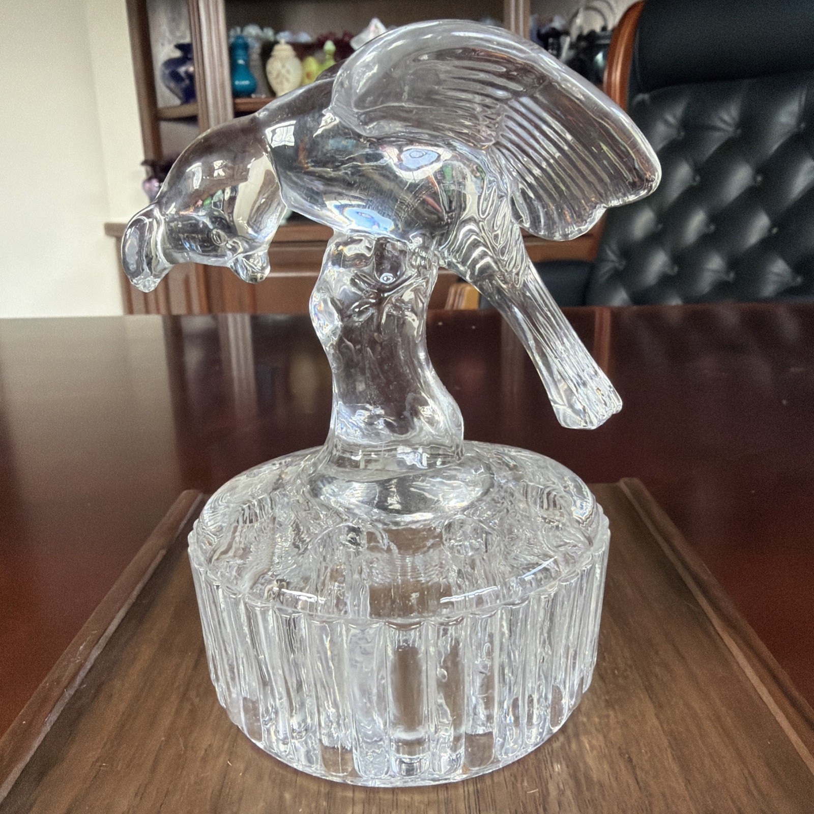 Vintage 1940s vintage Cambridge Glass Blue Jay Flower Frog Model 1137-Ex Cond