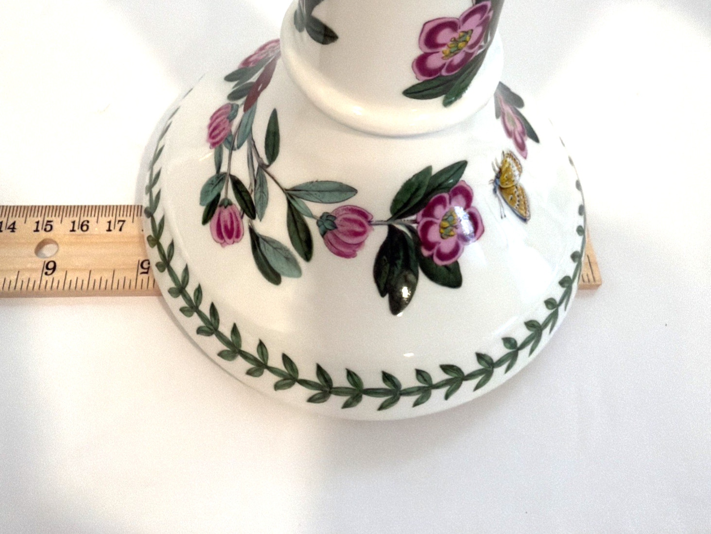 Portmeirion Candle Holder Botanic Garden Butterflies Floral 9″ Tall Pair