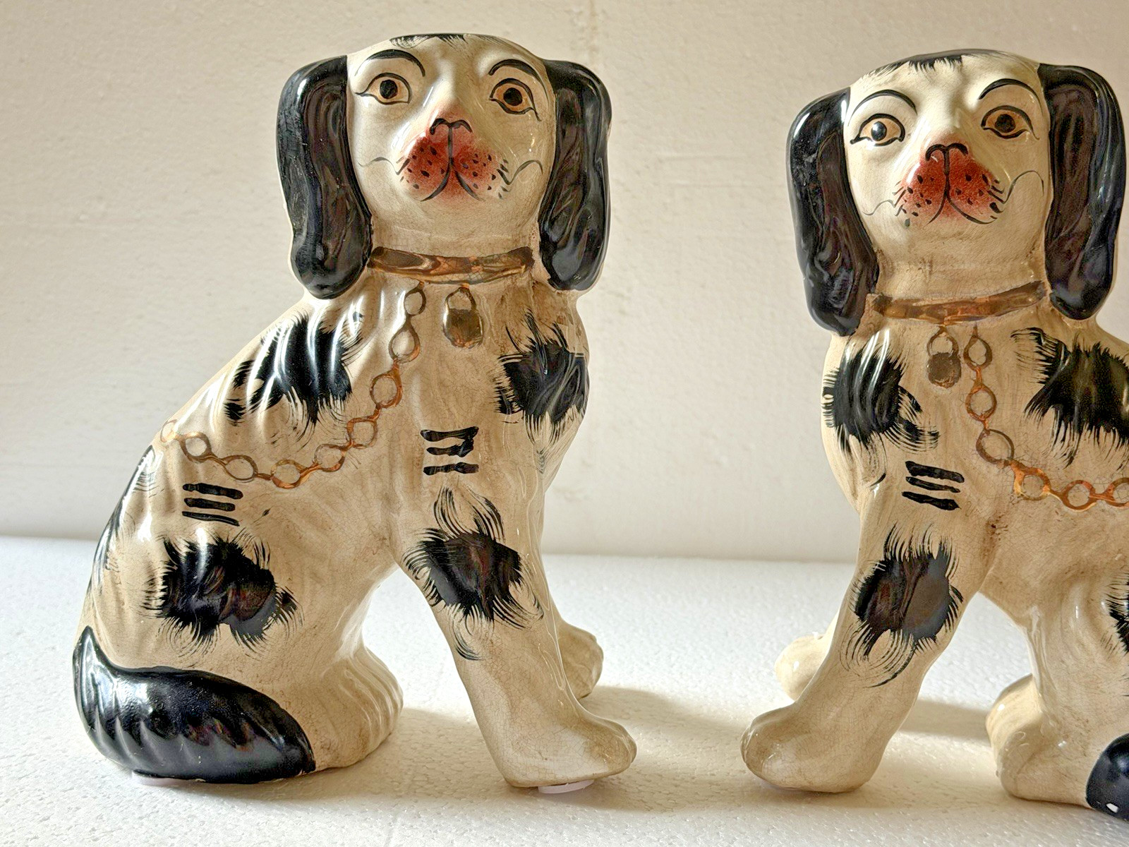 Pair of Staffordshire King Charles Spaniel Dogs Porcelain