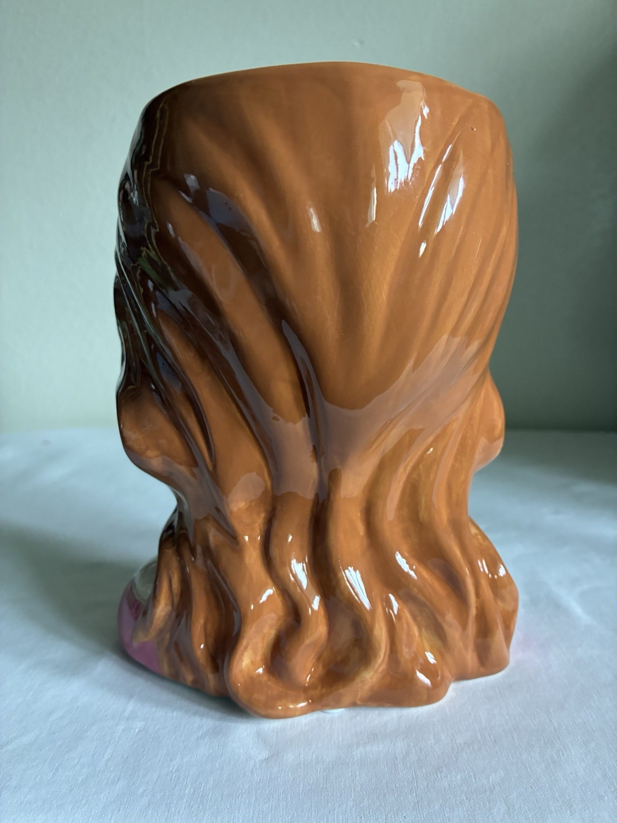 Strawberry Lady Head Ceramic Vase Planter with Yellow Sunglasses & Earrings