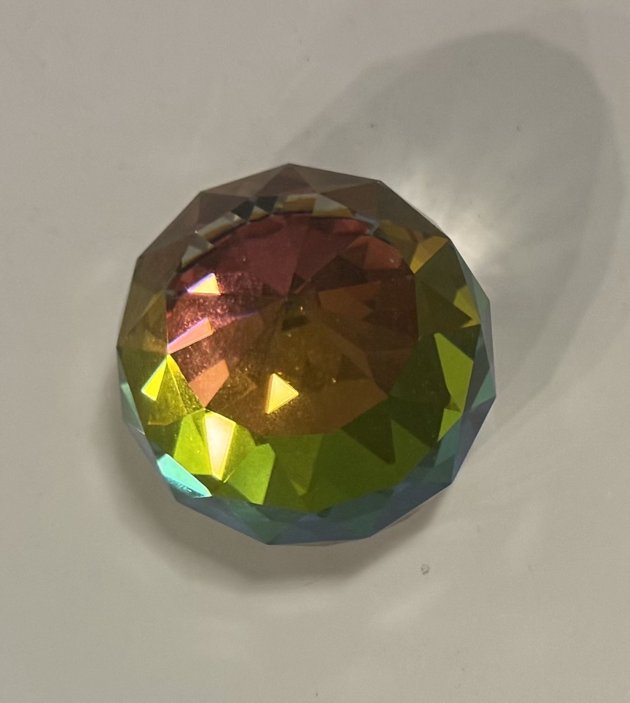 Vintage Swarovski Crystal Round Rainbow / Multi-Colored Paperweight ~READ & L@@K